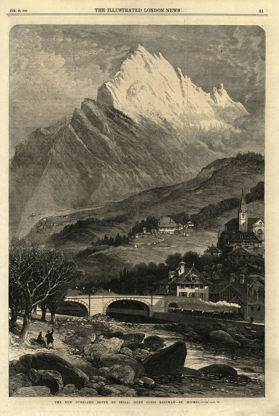 Mont Cenis railway. Saint-Michel-de-Maurienne. Savoie 1869 old antique print