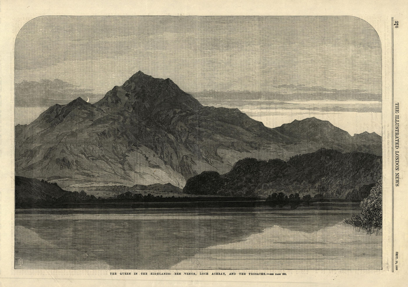 Ben Venue, Loch Achray & the Trossachs. Scotland 1869 old antique print