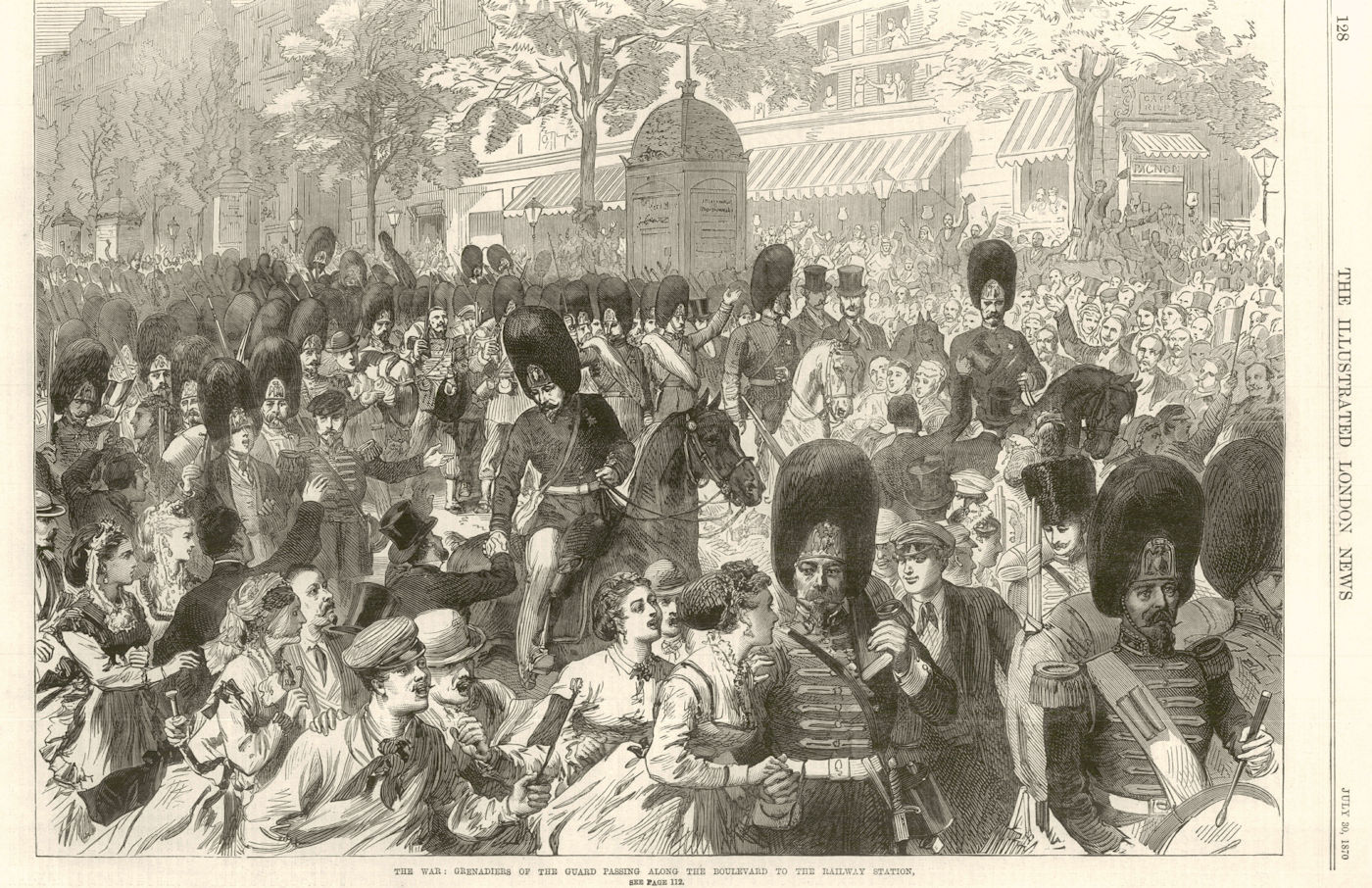 Franco-Prussian War: Grenadiers of the Guard boulevard railway stn. Paris 1870
