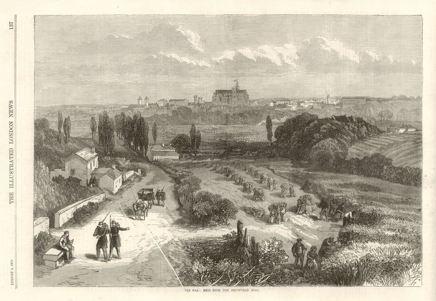Franco-Prussian War: Metz from the Thionville Road. Moselle 1870 old print