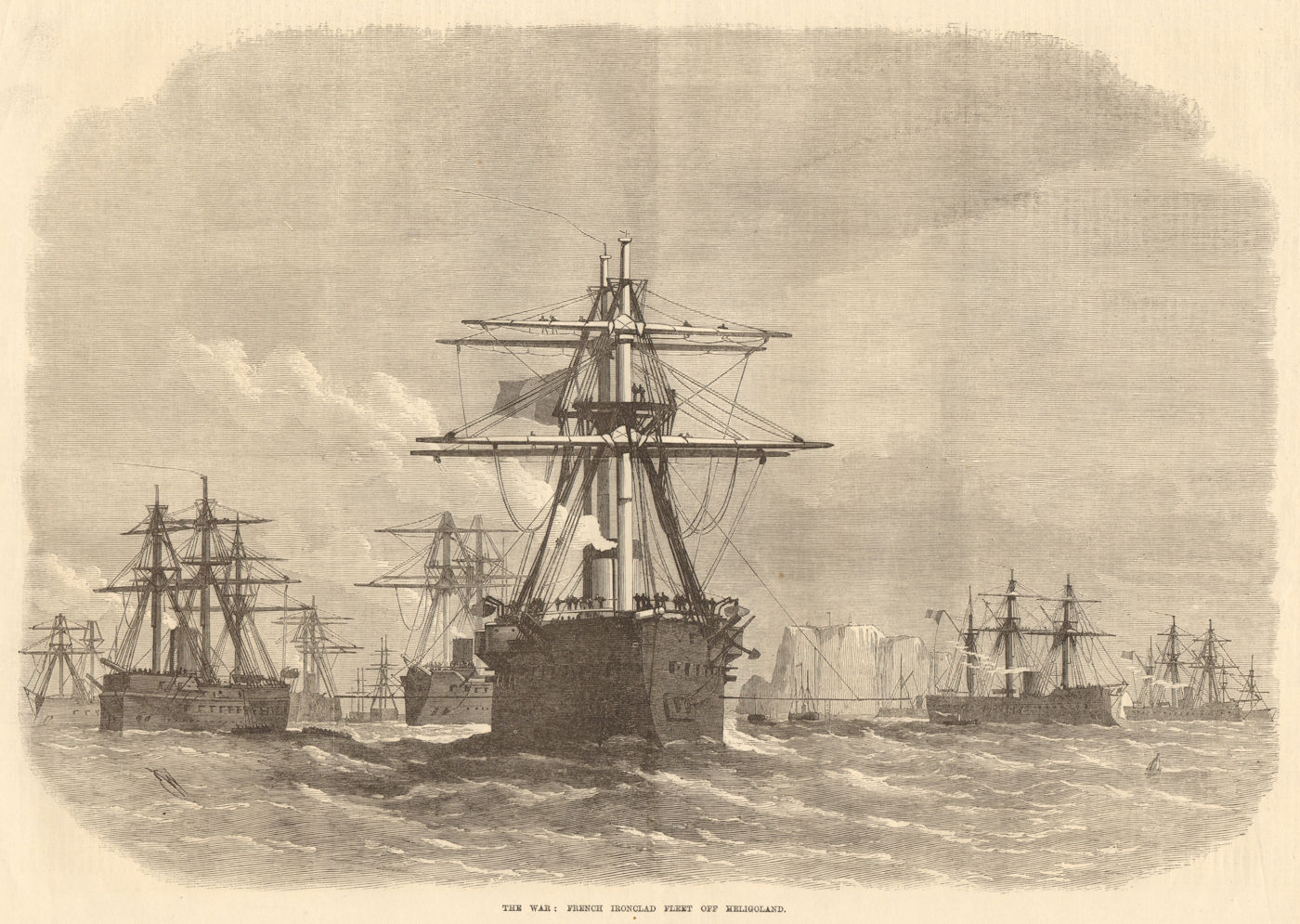 Associate Product The war: French ironclad fleet off Heligoland. Germany. Ships 1870 ILN print