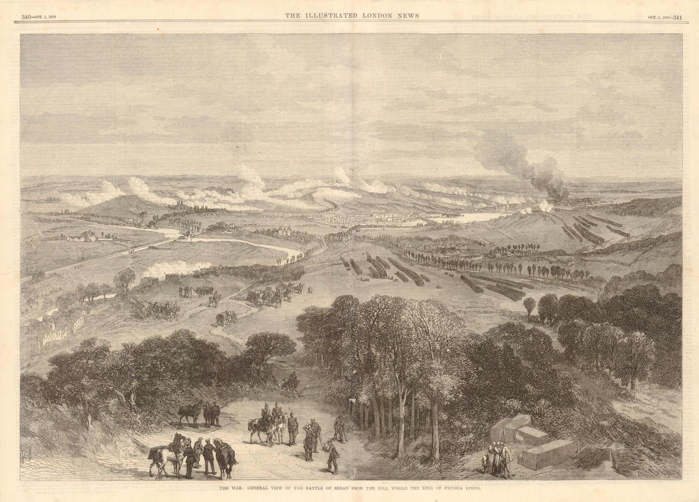 Franco-Prussian War: Battle of Sedan. Hill King of Prussia. Ardennes 1870