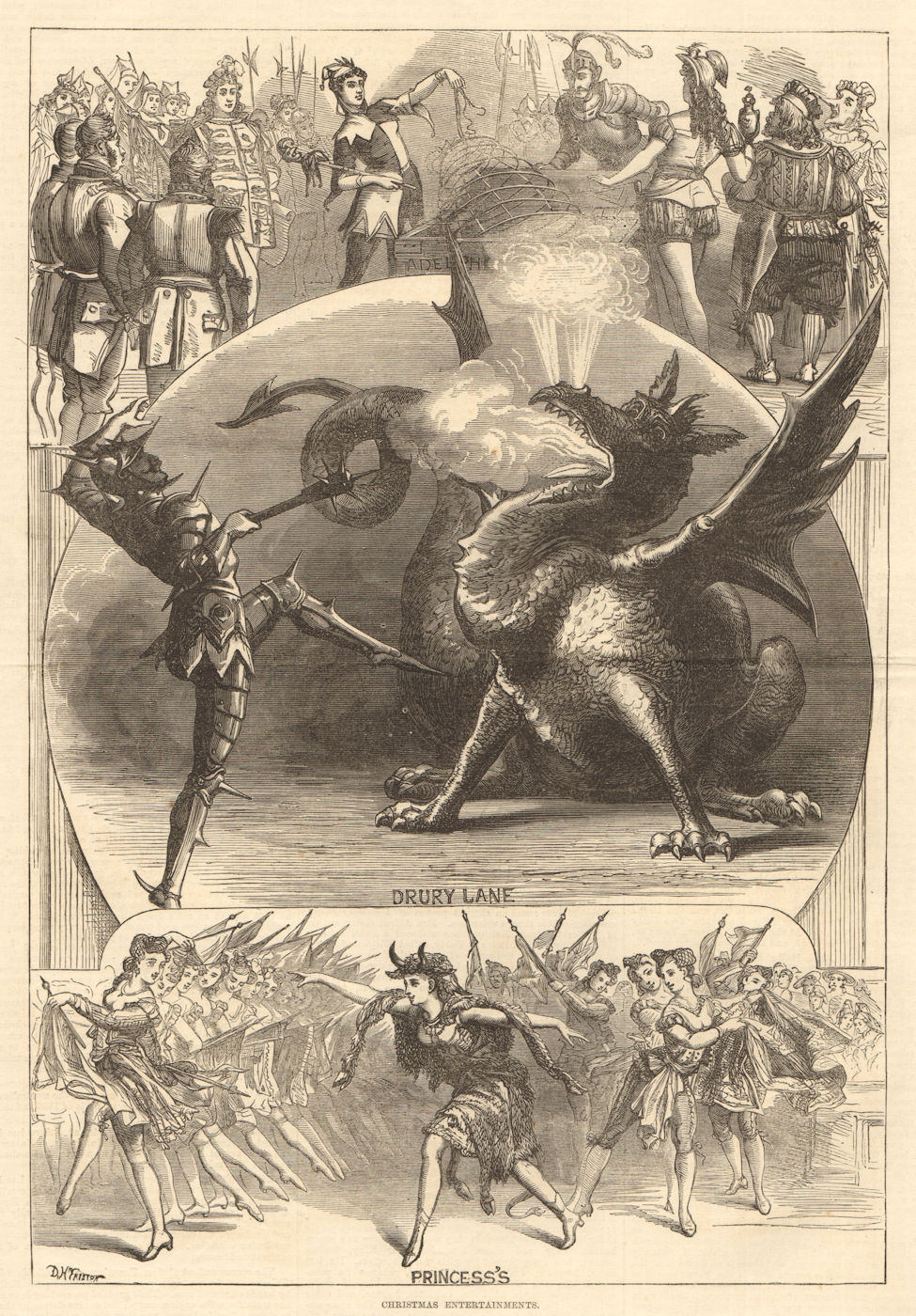 Associate Product St George & the Dragon. Christmas entertainments. Theatre 1870 ILN full page