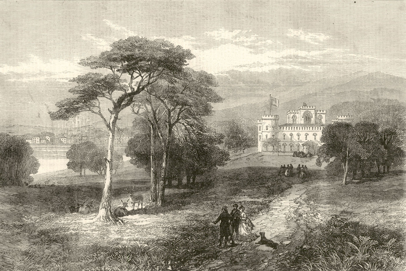Inverary Castle, the seat of the Duke of Argyll. Scotland 1871 ILN full page