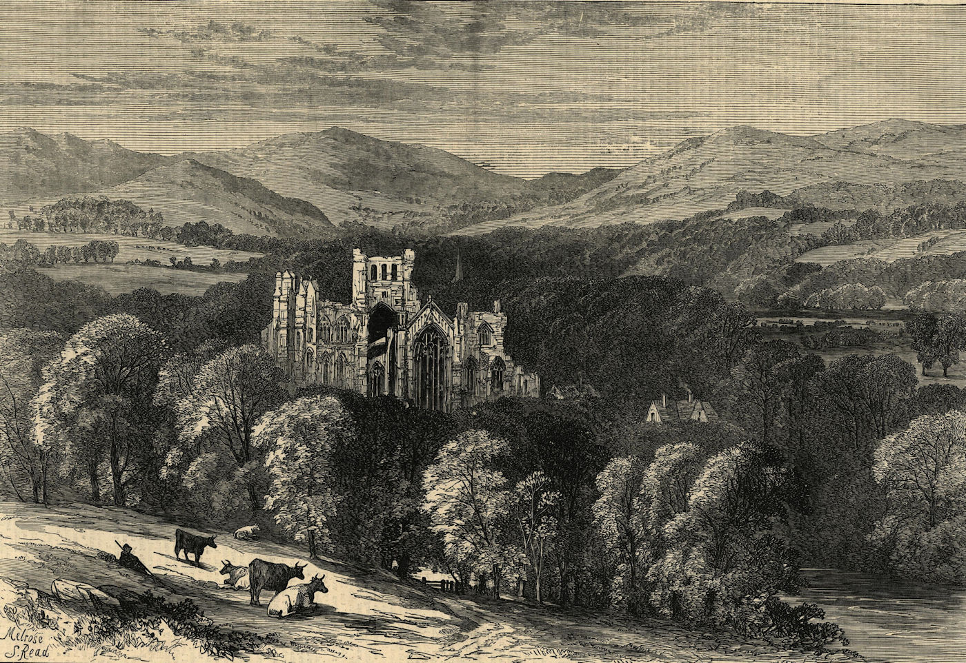 Associate Product Melrose Abbey. Scotland. Churches 1871 antique ILN full page print