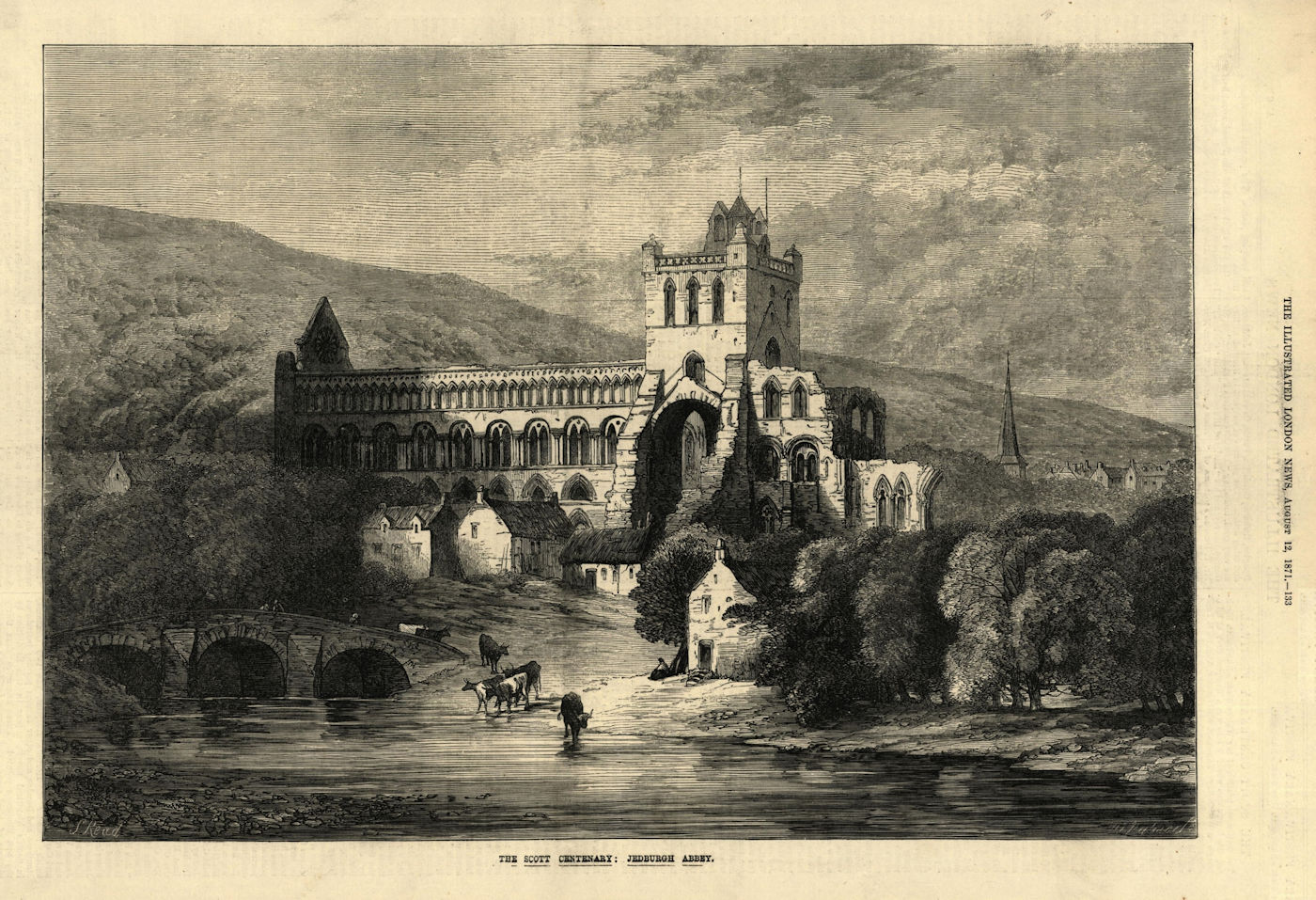 The Scott Centenary: Jedburgh Abbey. Scotland. Churches 1871 old antique print