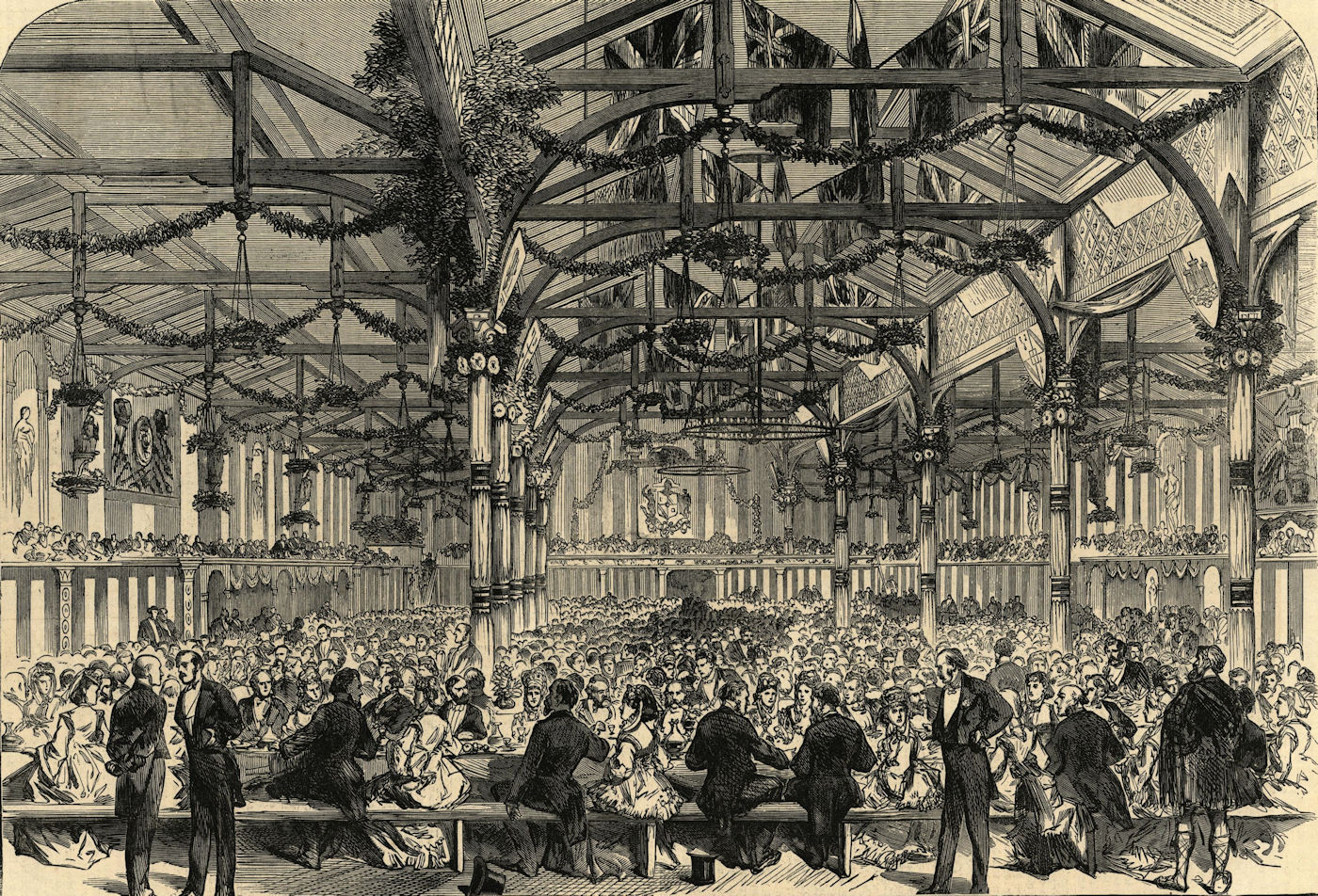 Associate Product The Scott Centenary banquet in the Corn Exchange, Grassmarket, Edinburgh 1871