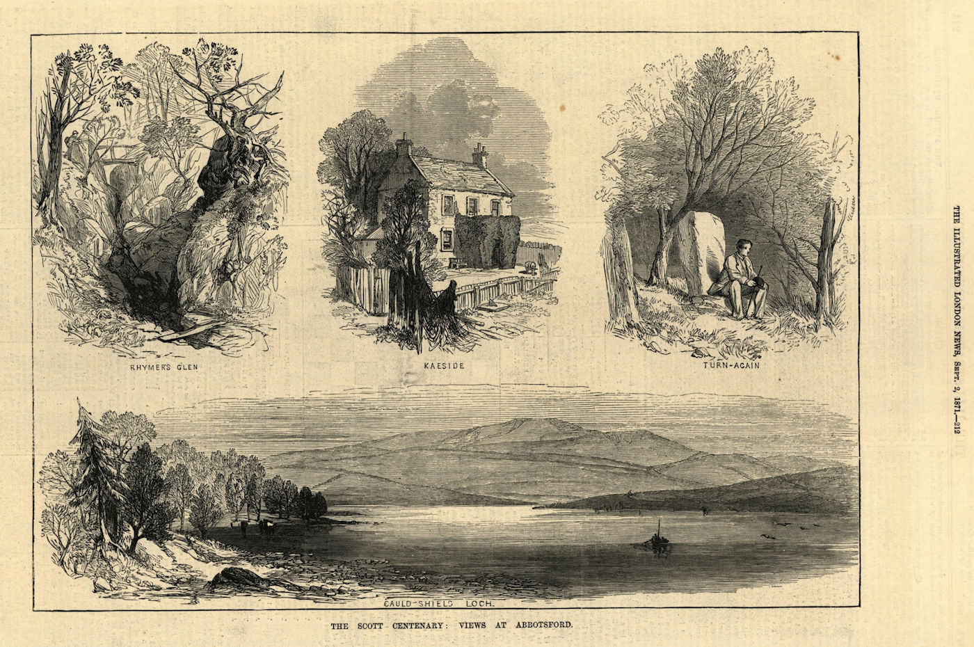 Abbotsford views. Rhymer's Glen. Kaeside. Turn-Again. Cauld-Shield Loch 1871