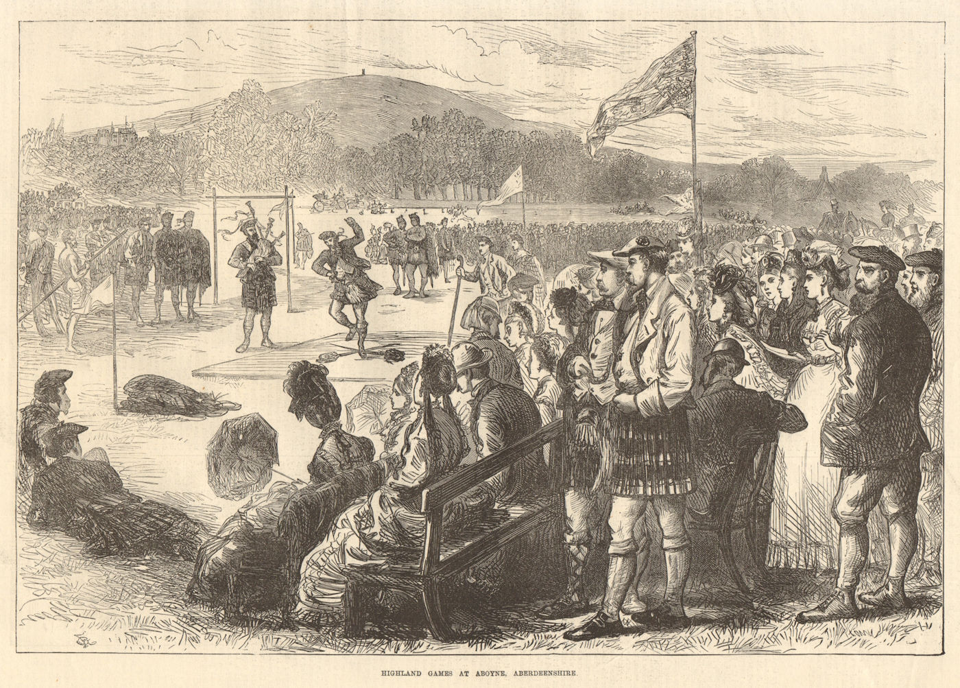 Associate Product Highland games at Aboyne, Aberdeenshire. Scotland. Athletics 1871 ILN print