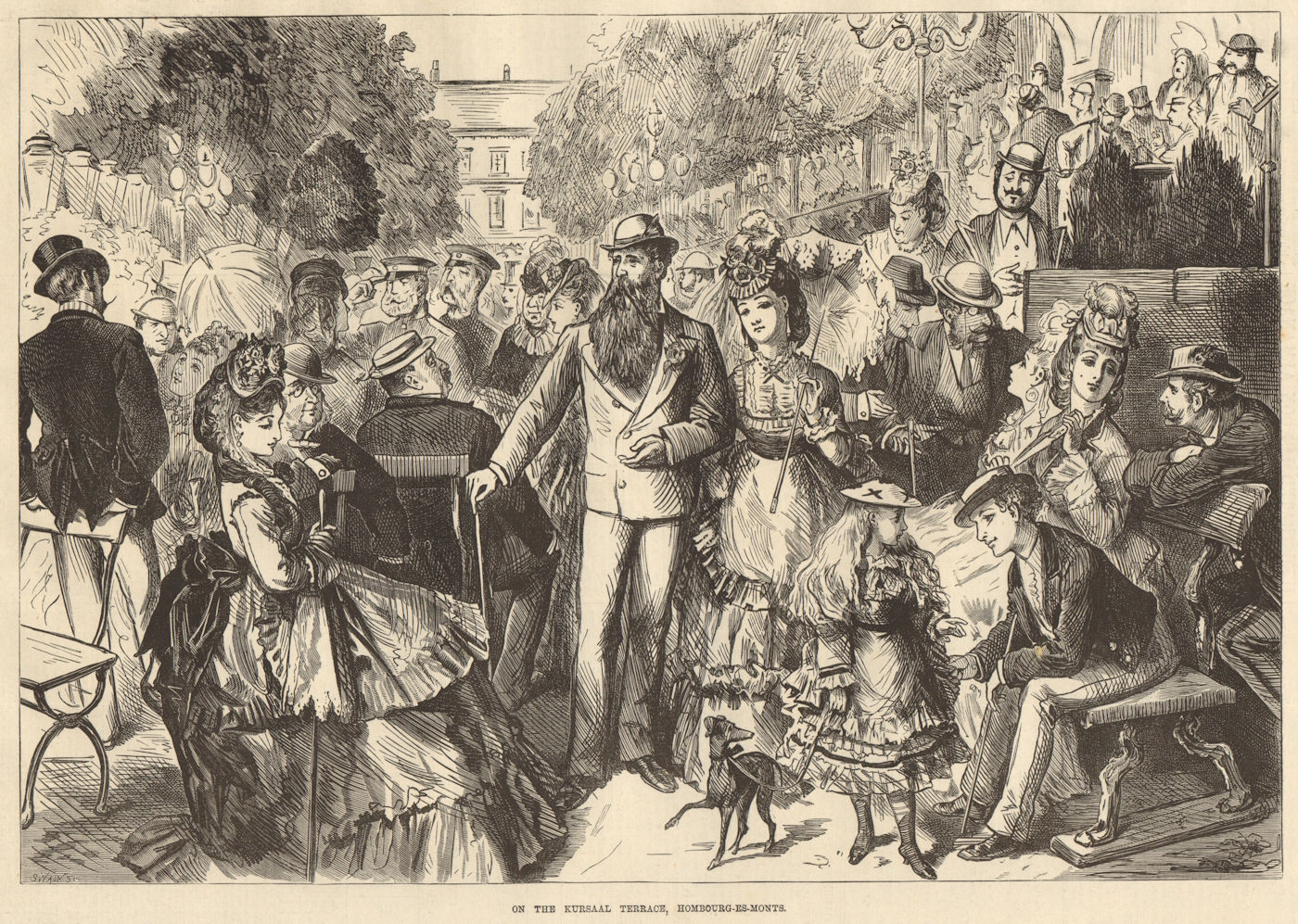 On the Kursaal terrace, Bad Homburg. Hombourg-es-Monts. Hesse Spa 1871 print