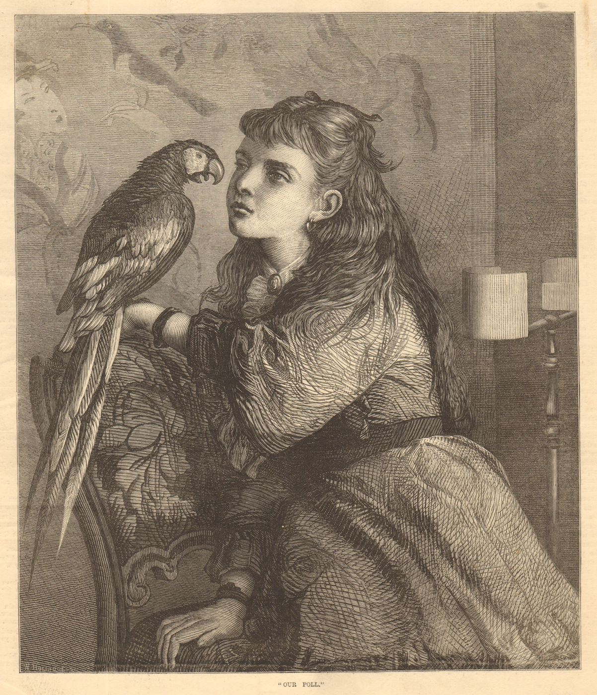 "Our Poll". Parrots. Children 1872 antique ILN full page print