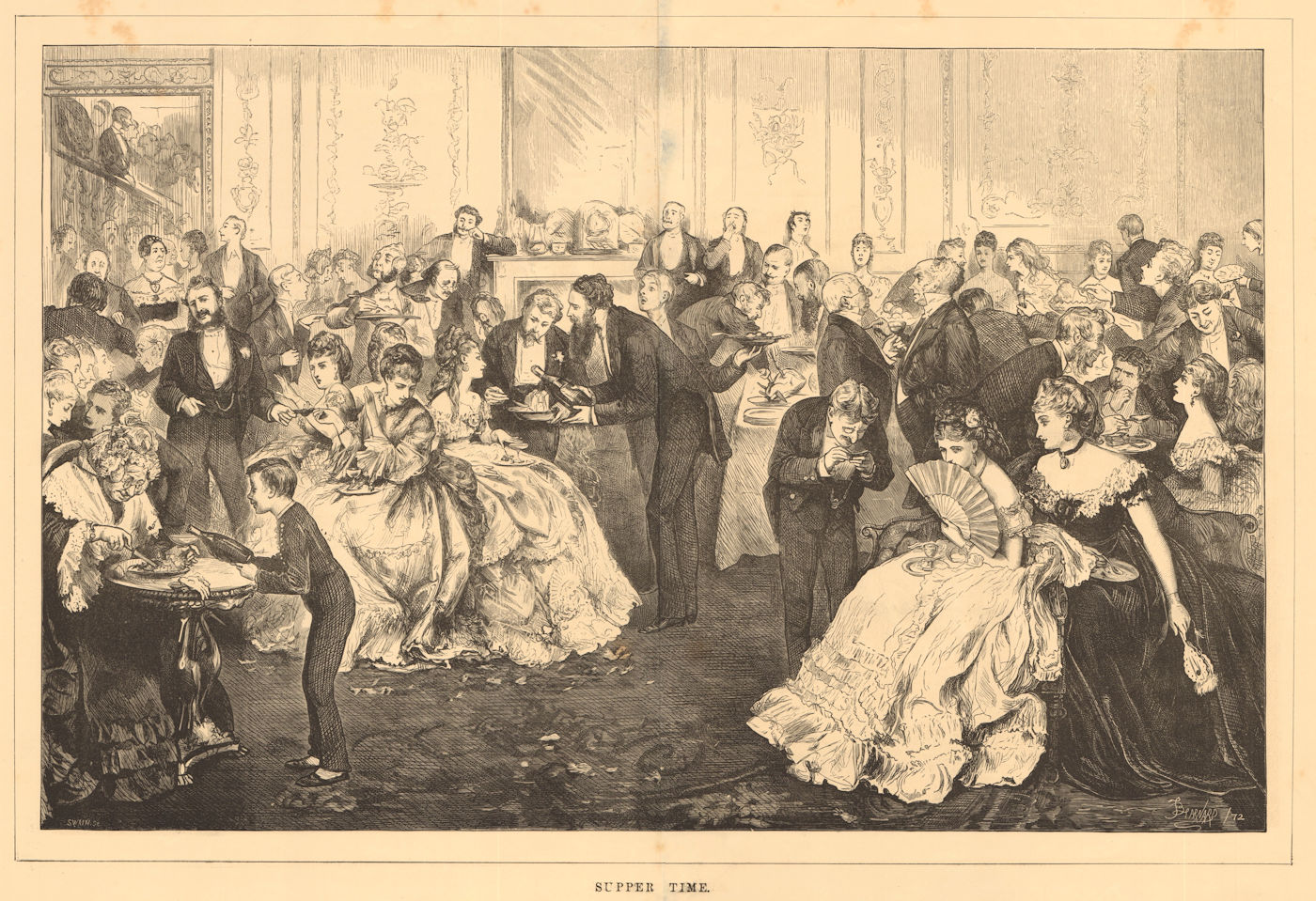 Associate Product Supper time. Hospitality. Society 1872 antique ILN full page print
