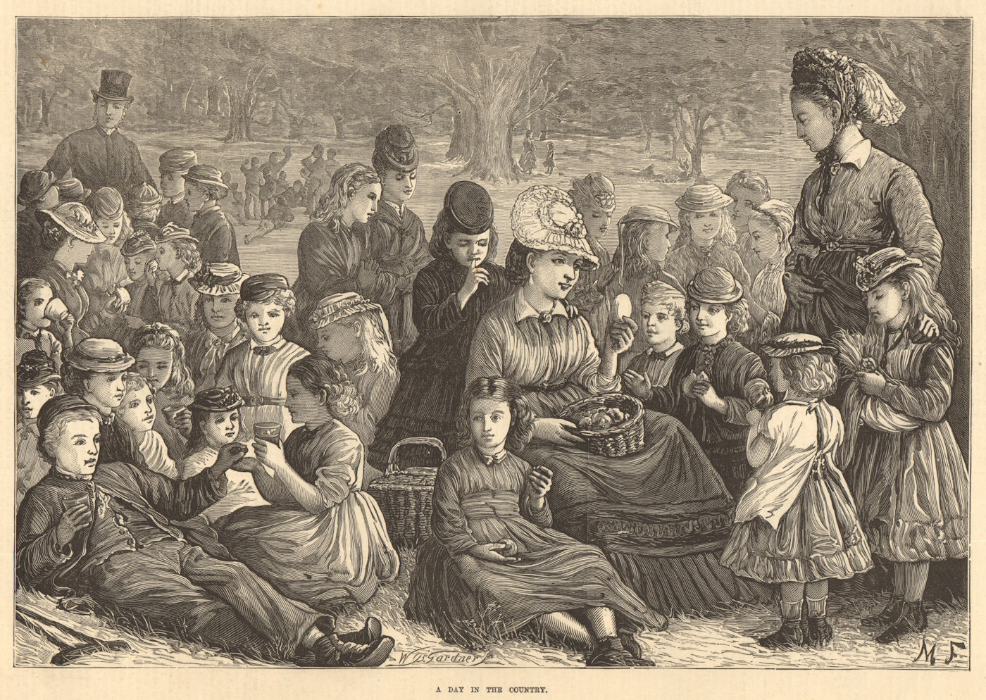 Associate Product A day in the country. Society. Children 1872 antique ILN full page print