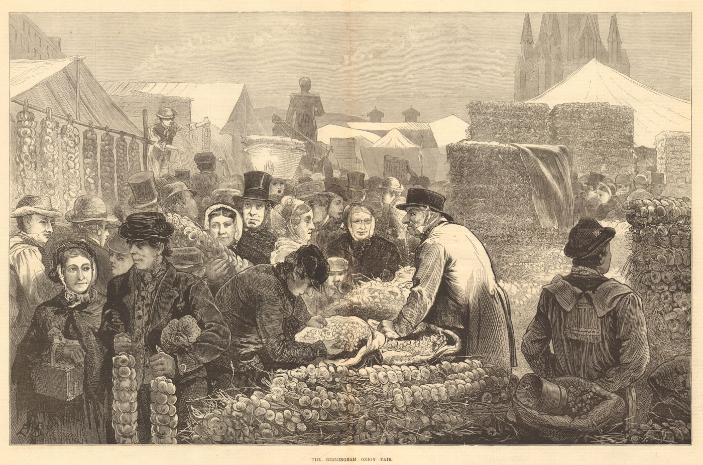 Associate Product The Birmingham onion fair. Warwickshire. Markets 1872 old antique print