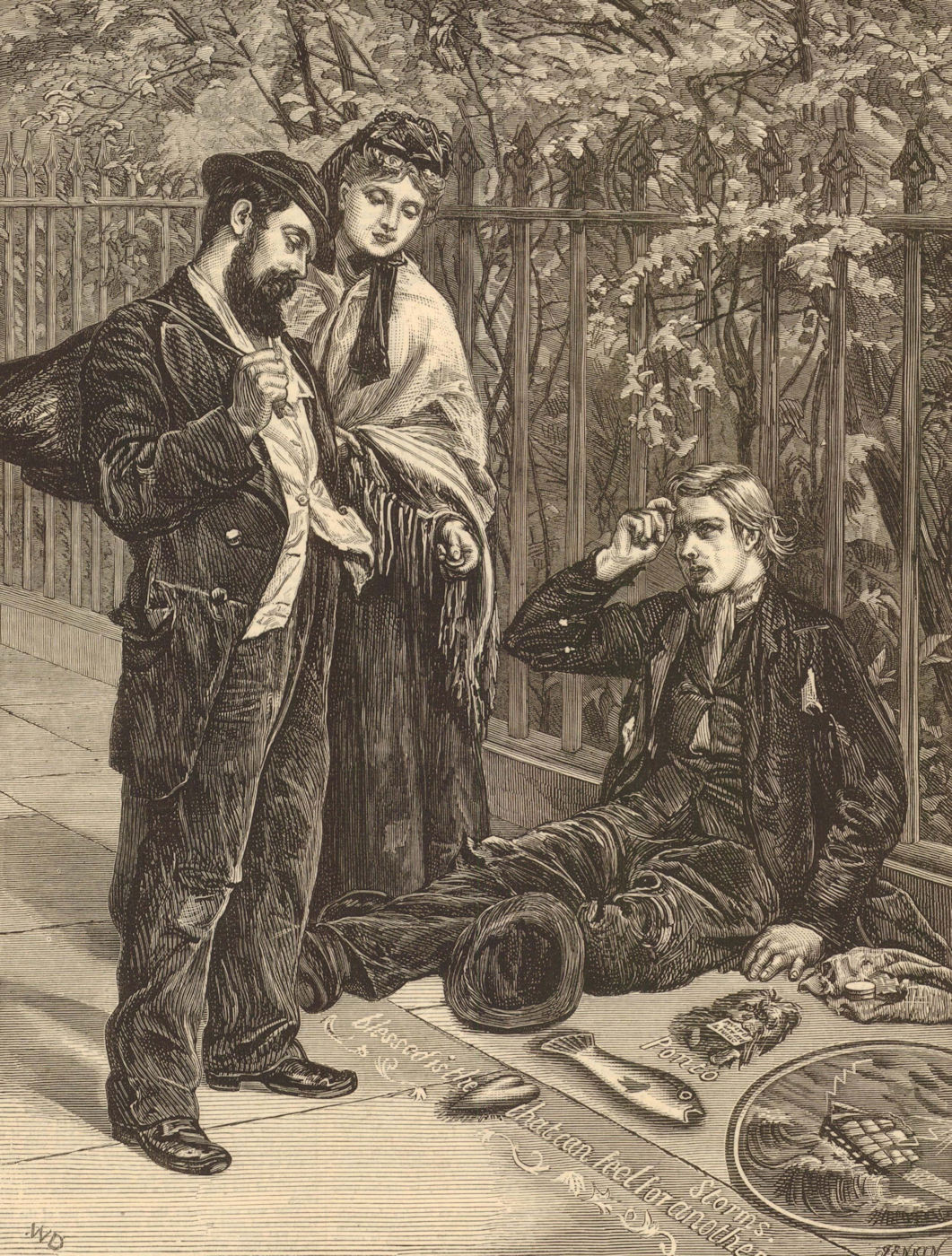 An Artist of the Pavement. London 1872 antique ILN full page print