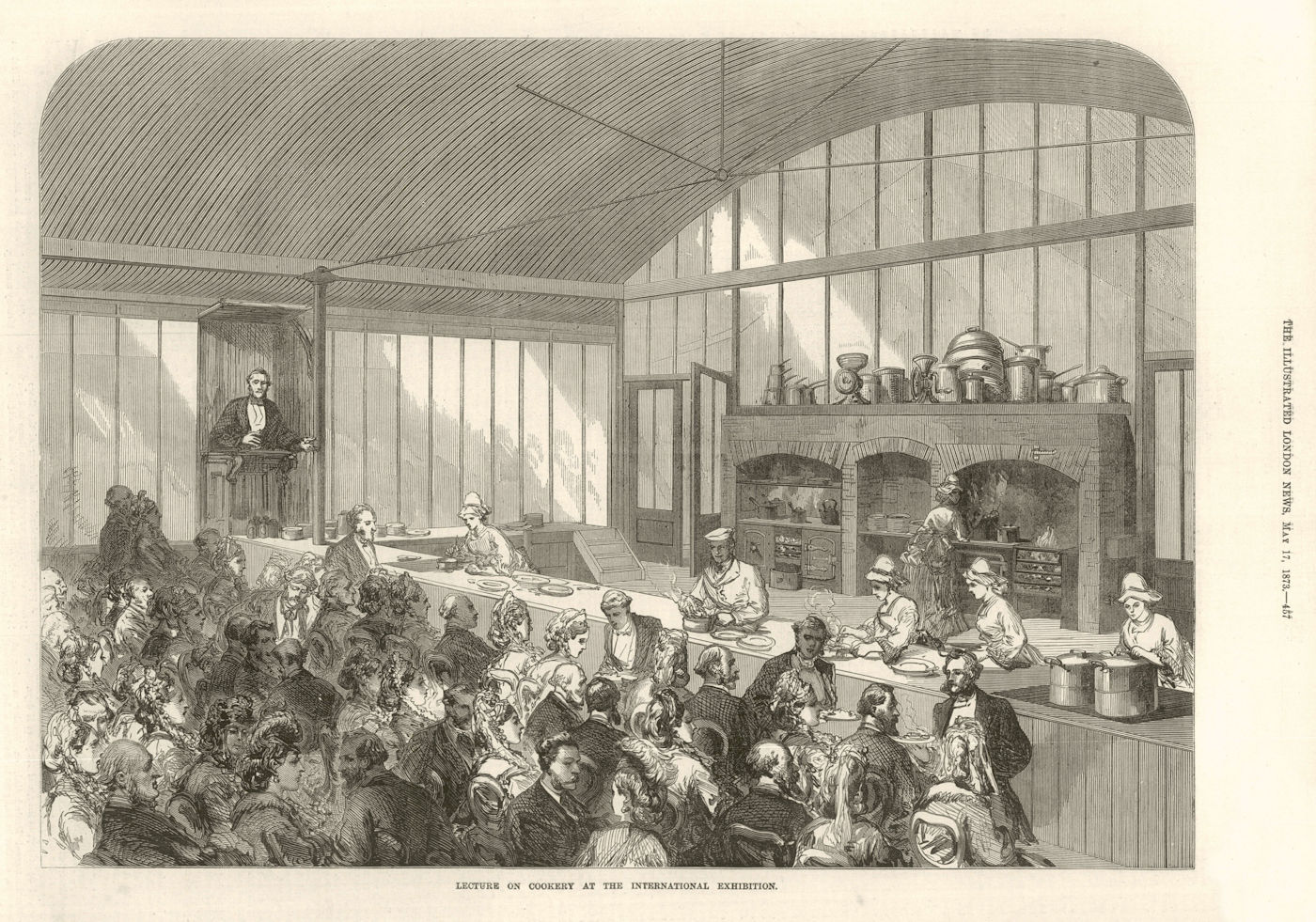 Lecture on cookery at the International Exhibition. Hospitality. London 1873