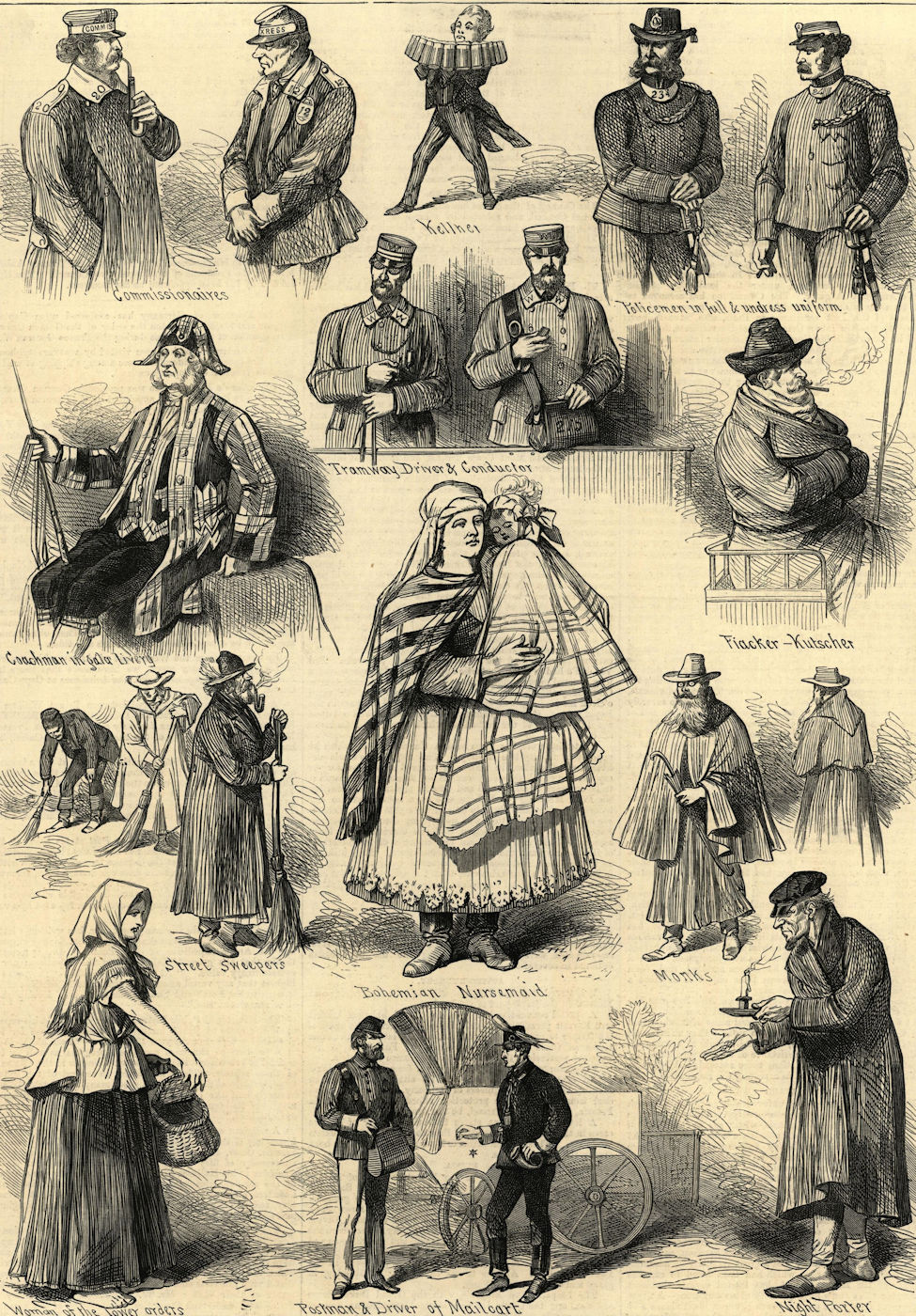Associate Product Types of Viennese Life. Austria. Society 1873 antique ILN full page print