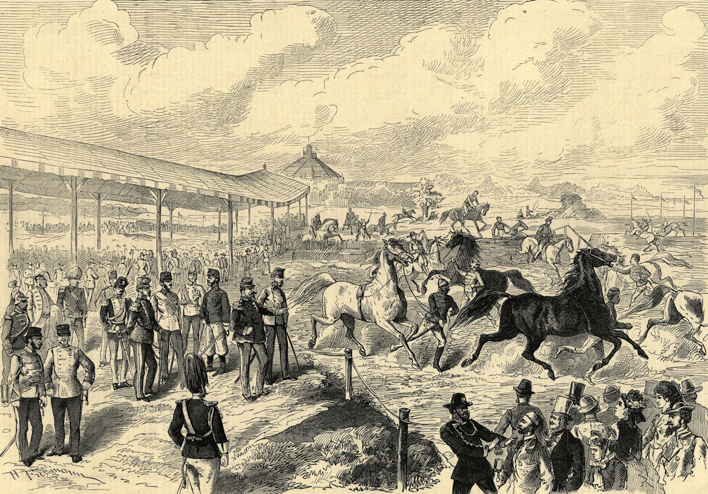 Associate Product The King of Italy in Vienna: exhibition of horses. Austria 1873 ILN full page