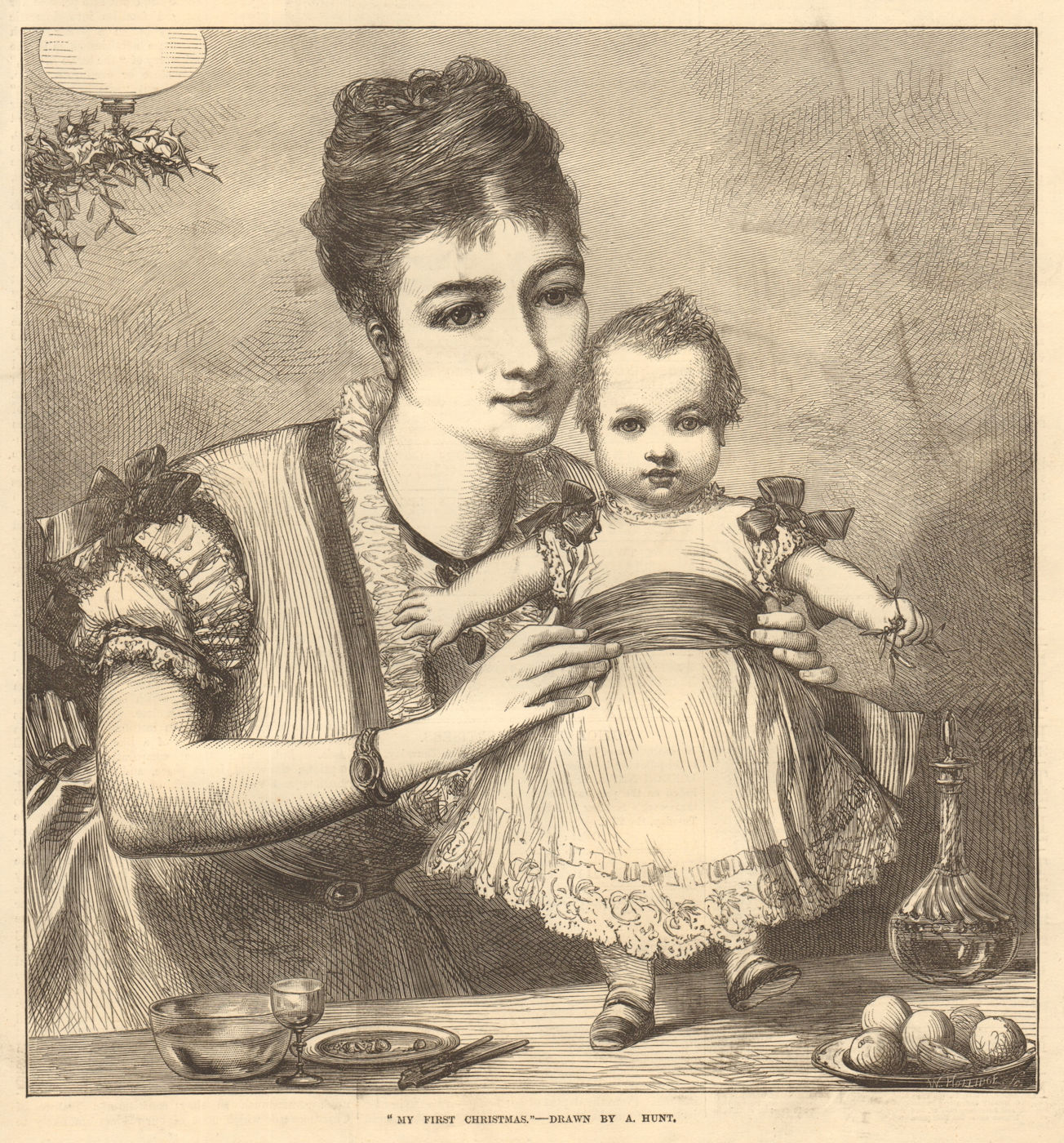 Associate Product "My first Christmas", by A. Hunt. Children baby 1873 antique ILN full page