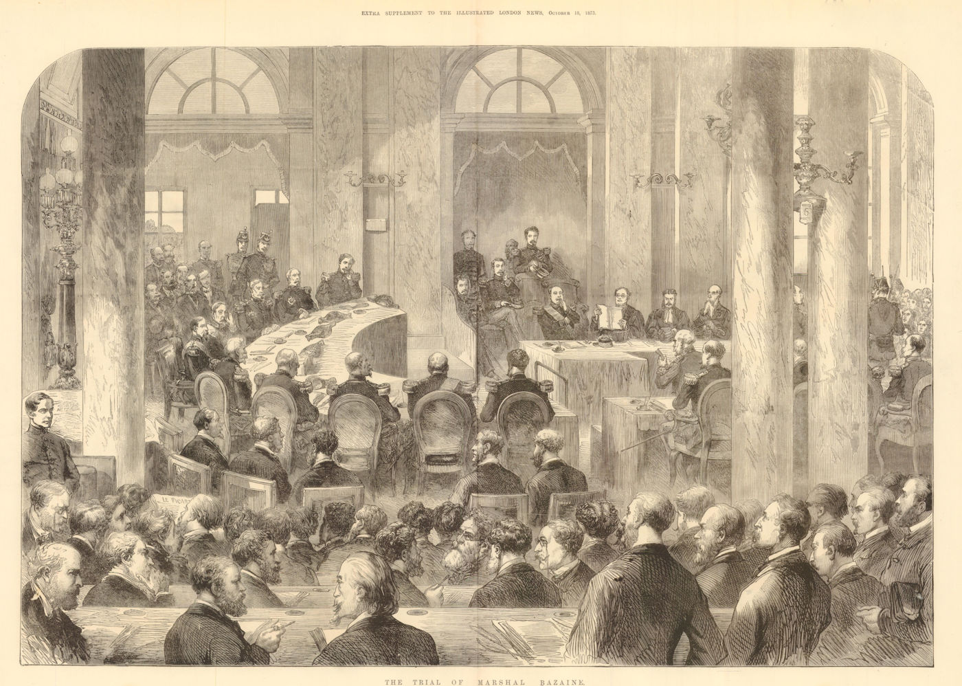 Trial of Marshal Bazaine, Grand Trianon, Versailles. Franco-Prussian War 1873