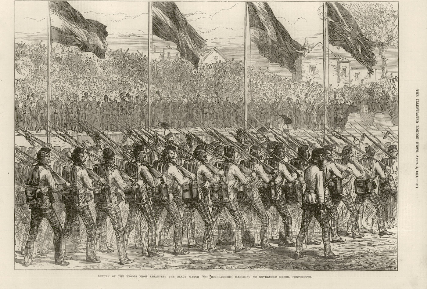 Ashanti War. Black Watch 42nd Highlanders Governor's Green Portsmouth 1874