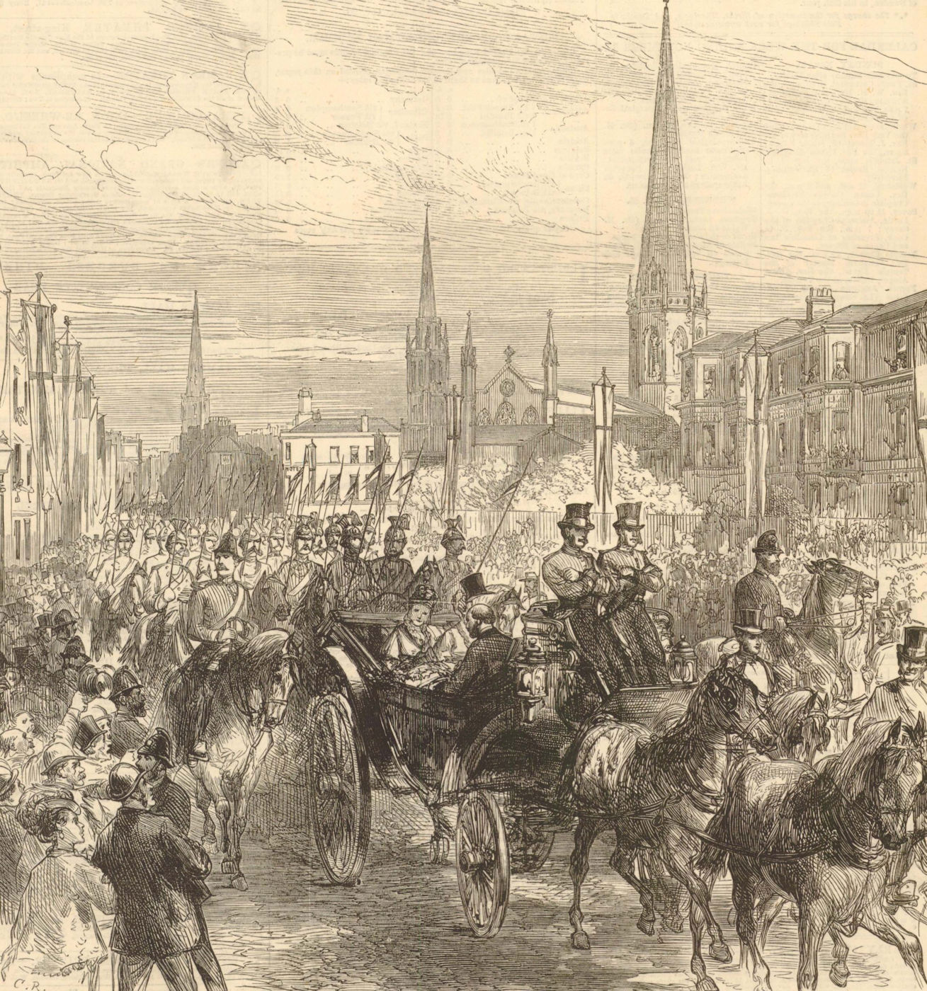 Associate Product Prince & Princess of Wales Royal Visit to Coventry. Procession 1874 ILN print