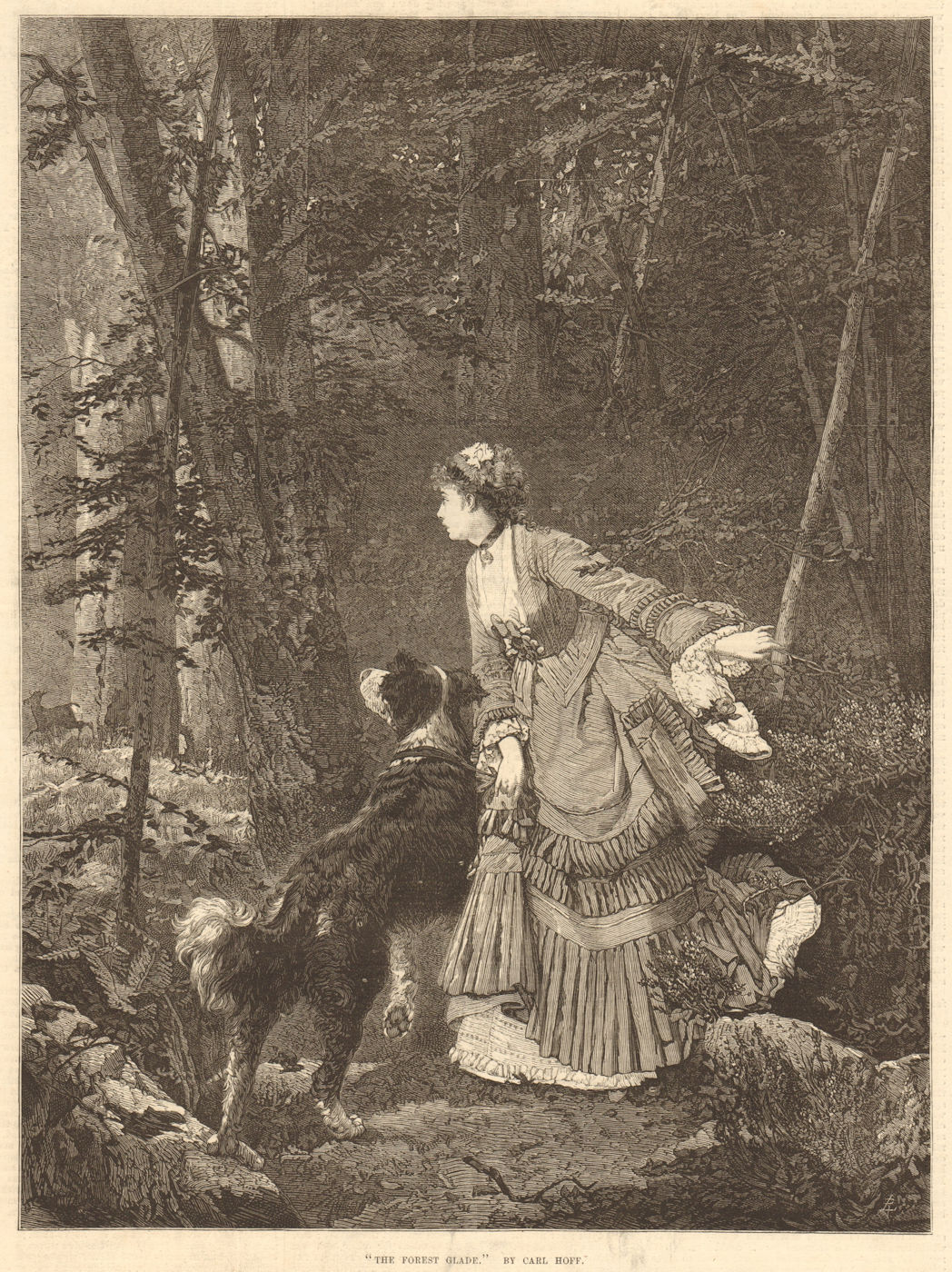 Associate Product "The forest glade". By Carl Hoff. Dogs 1874 antique ILN full page print