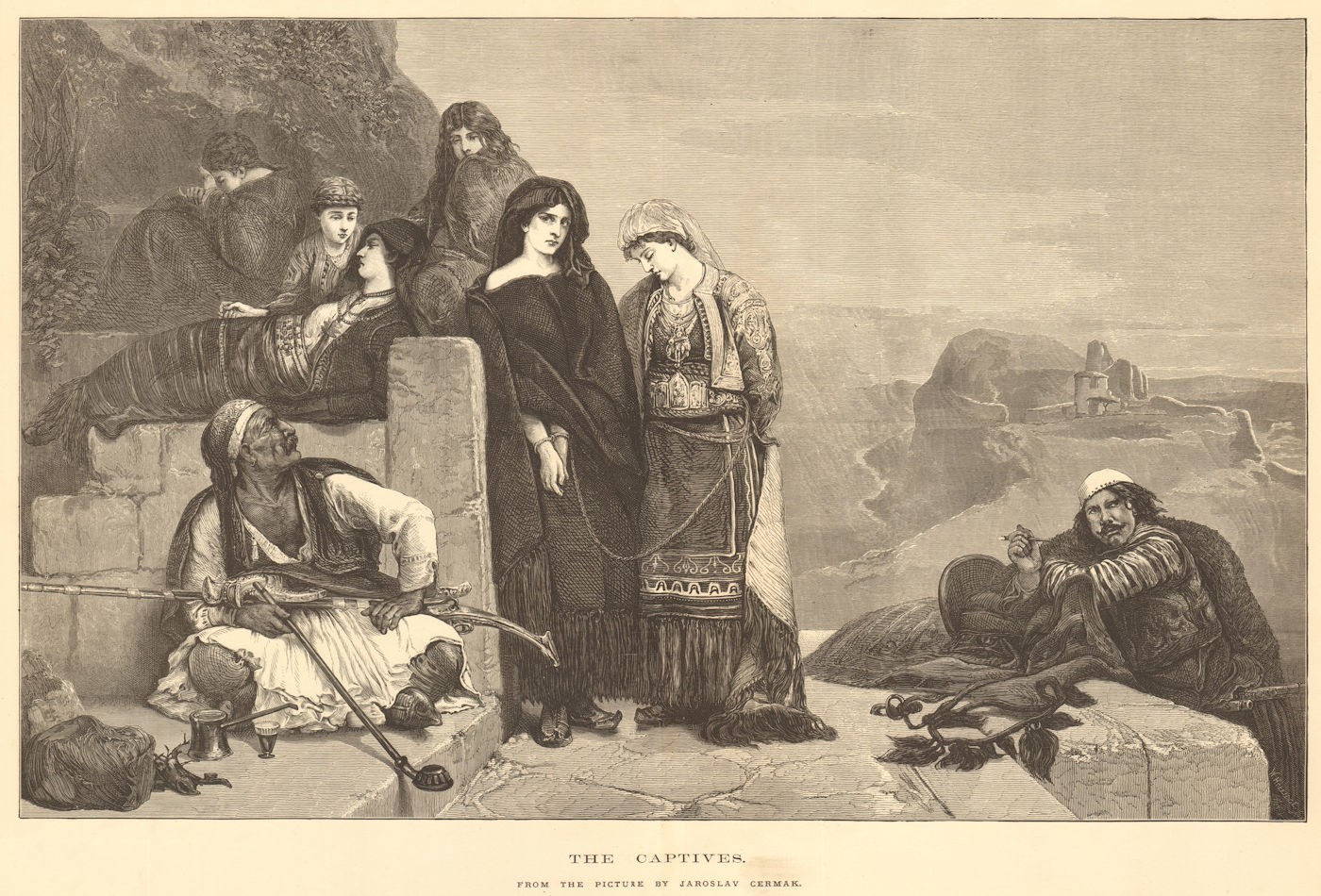 Associate Product The captives. From the picture by Jaroslav Cermak. Pretty Ladies 1874 print