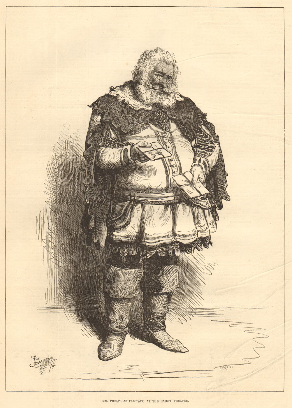 Mr. Phelps, as Falstaff, at the Gallery Theatre. Shakespeare 1875 old print
