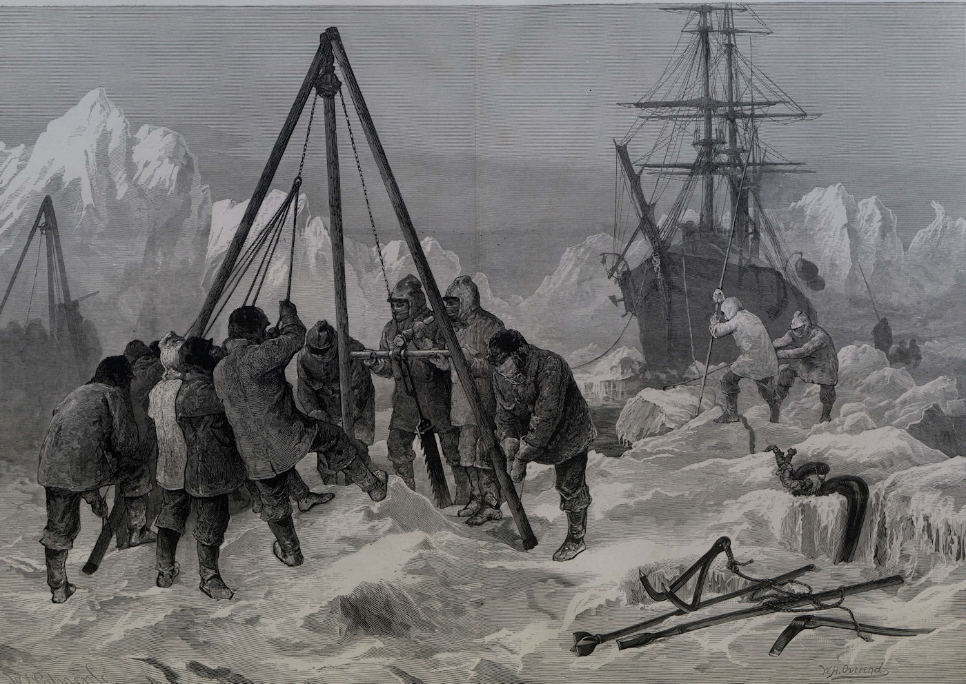 Associate Product Arctic life: cutting a way out of the ice from winter quarters. Explorers 1875