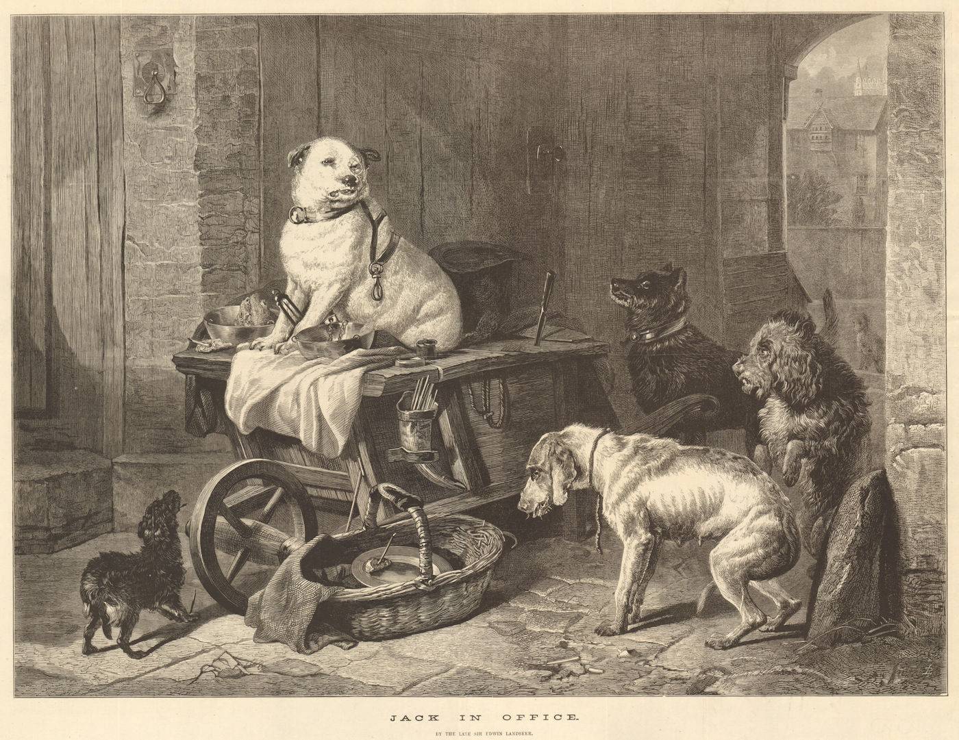 Associate Product "Jack in office", by the late Sir Edwin Landseer. Dogs. Fine arts 1875