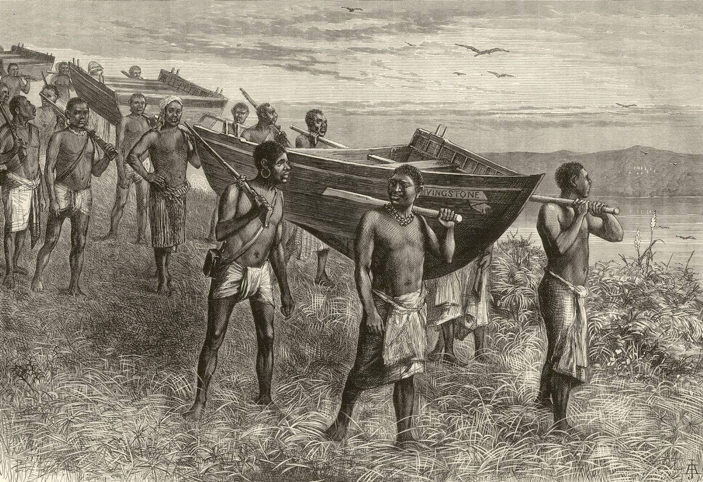Mr. H. M. Stanley's boat, the " Livingstone, " carried overland in Africa 1875