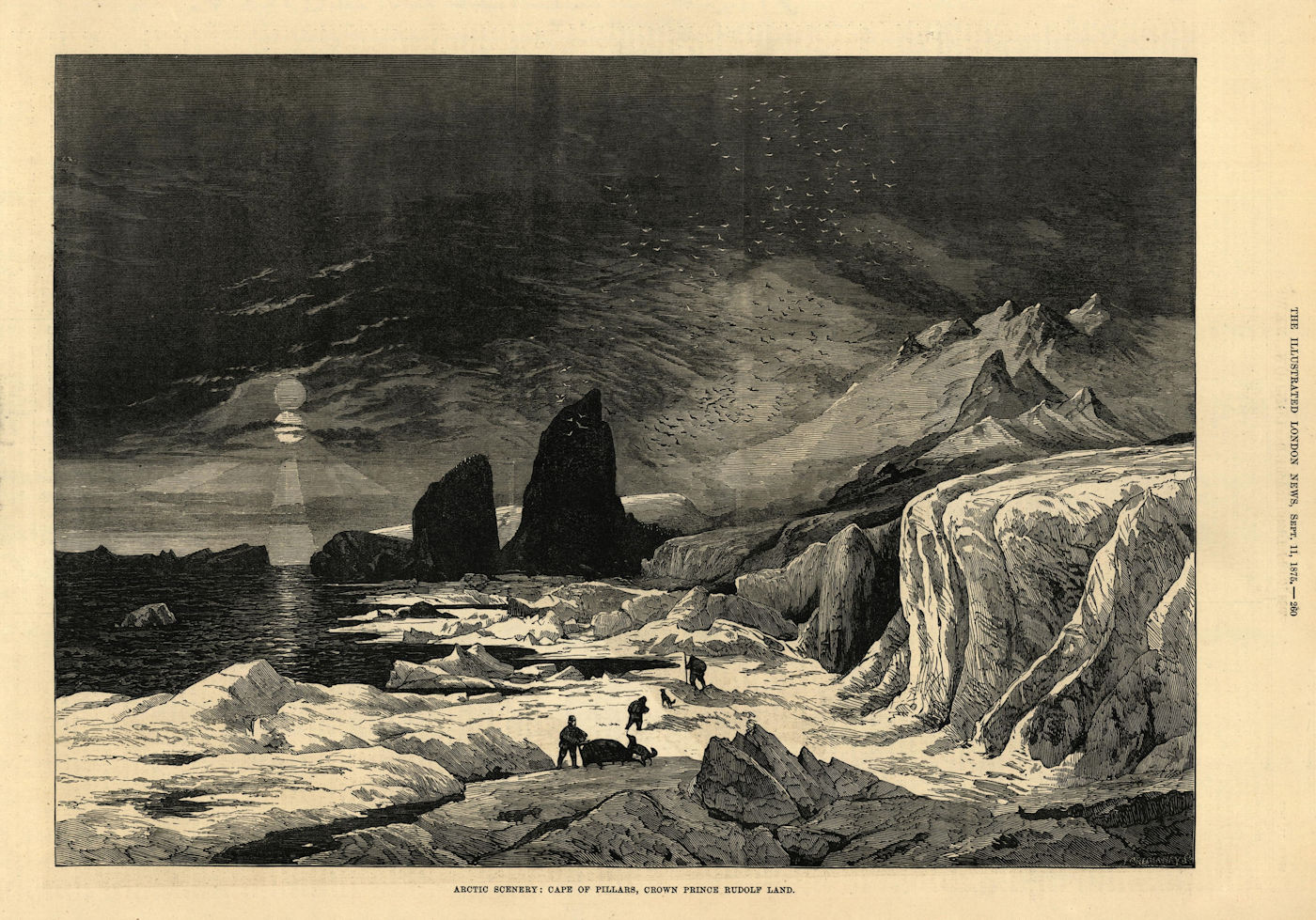 Associate Product Arctic scenery: Cape of Pillars, Crown Prince Rudolf Land 1875 old print