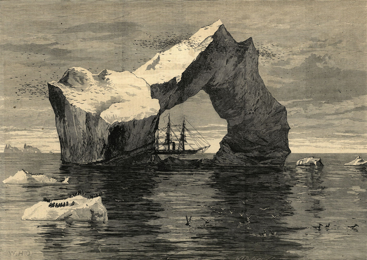 Gigantic Iceberg seen by the Arctic ships. Polar Regions 1875 antique ILN page