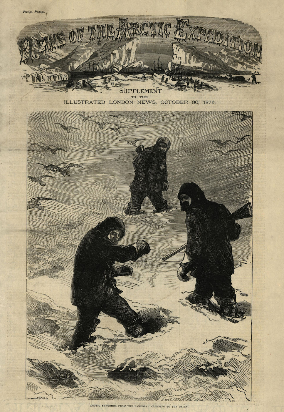 Arctic Expedition: Pandora sketches: climbing to the cairn. Explorers 1875