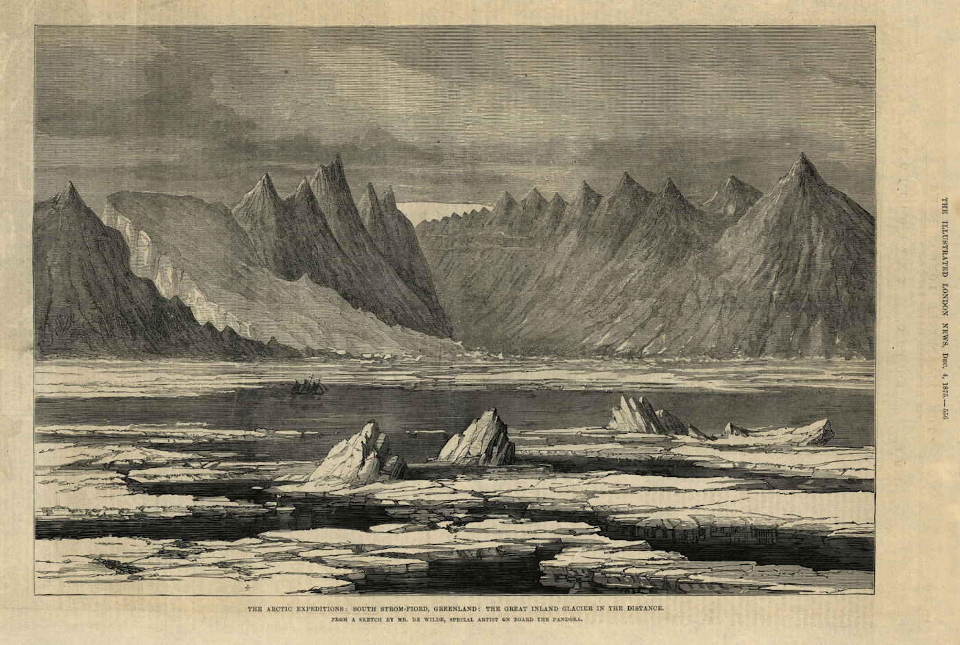 Greenland. South Strom-Fiord & the inland glacier. Arctic 1875 ILN full page