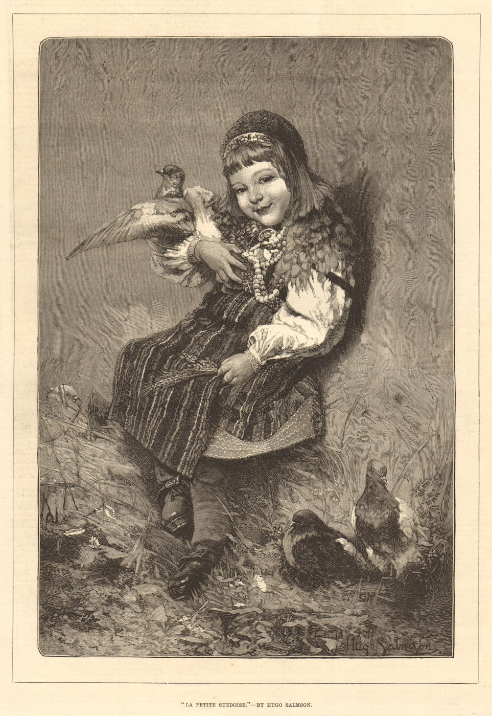 Associate Product " La petite Suedoise " - by Hugo Salmson. Sweden. Pigeons 1875 ILN full page