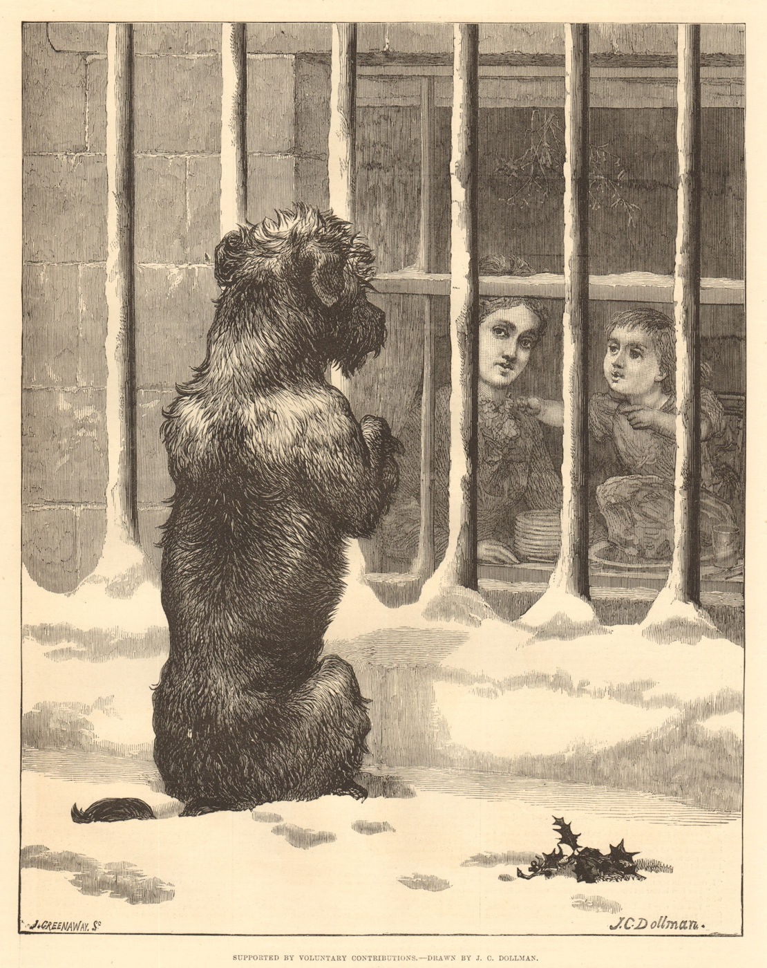Associate Product Supported by voluntary contribitions, drawn by J. C. Dollman. Dog begging 1875