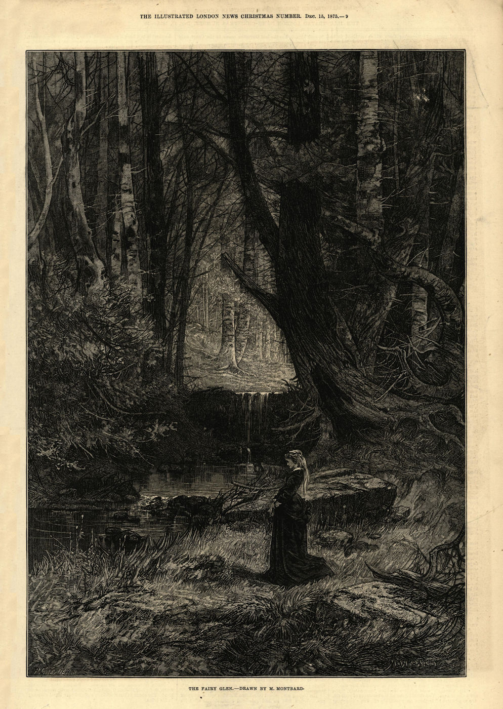 The Fairy Glen. Pretty Ladies. Fine arts 1875 old antique print picture