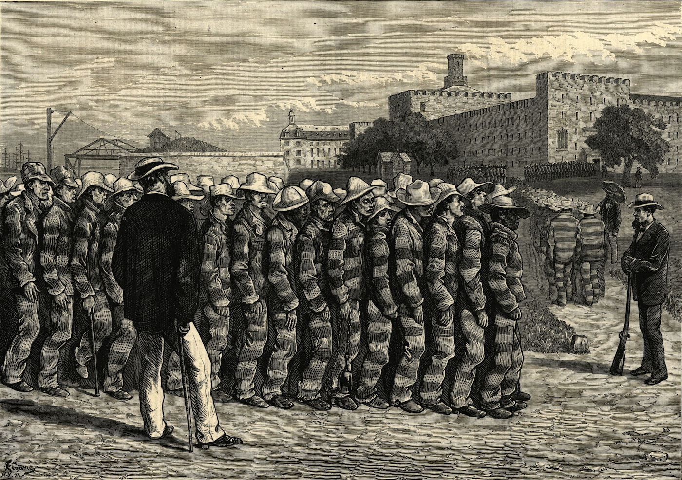 Associate Product Blackwell's (now Roosevelt) Island prison, New York. Returning from work 1876