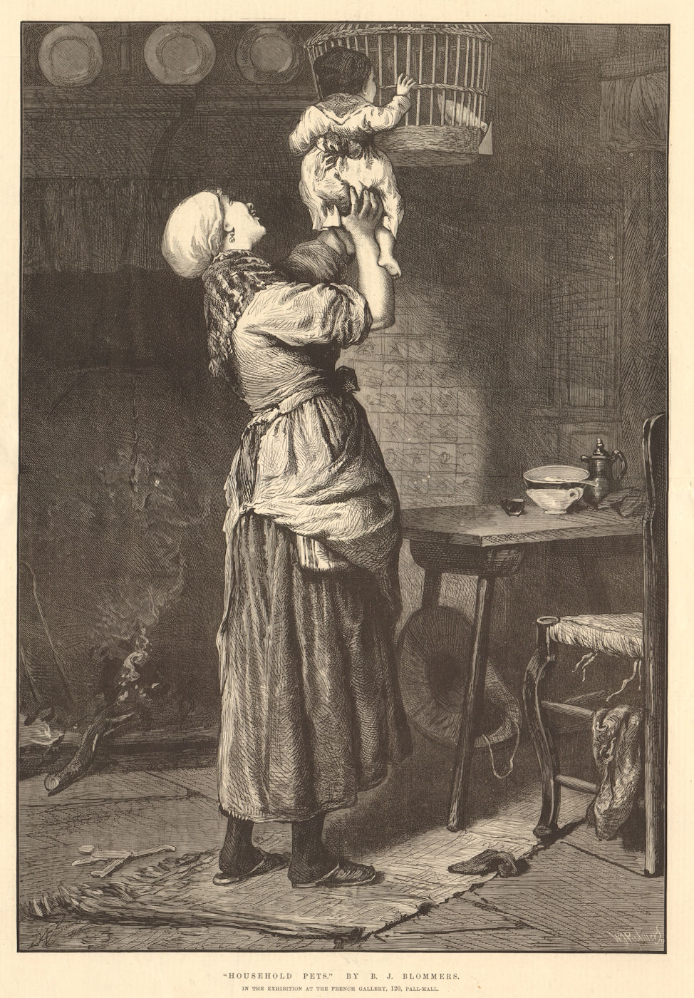 Associate Product "Household pets", by B. J. Bloomers. Birds. Children 1876 ILN full page print