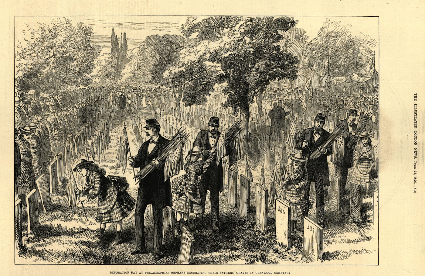 Associate Product Decoration day Orphans father's graves, Glenwood Cemetery, Philadelphia 1876