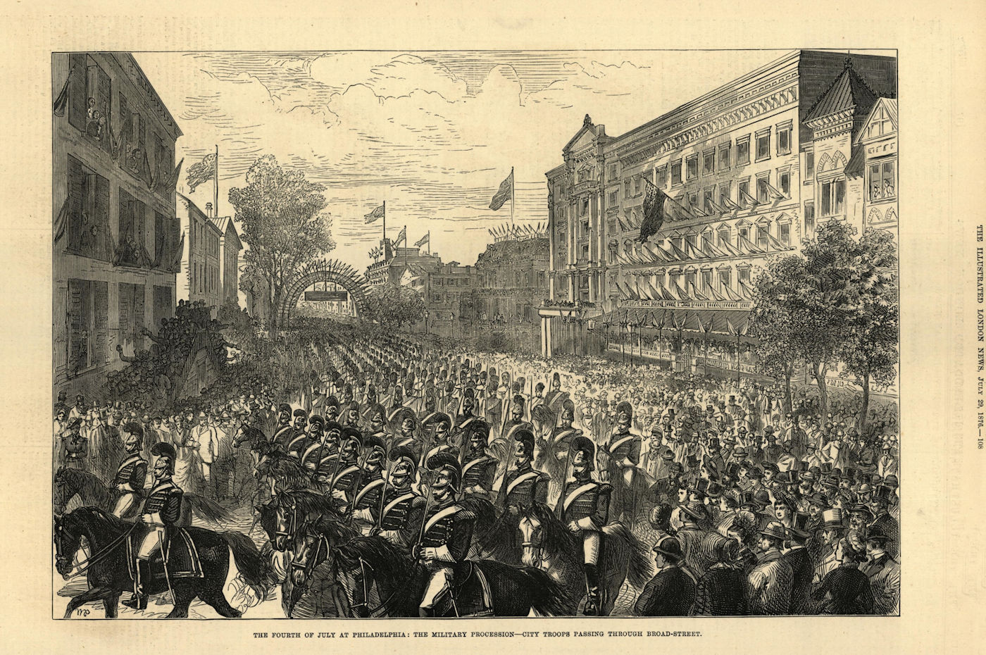 Associate Product July 4th at Philadelphia: Military parade in Broad Street. Pennsylvania 1876