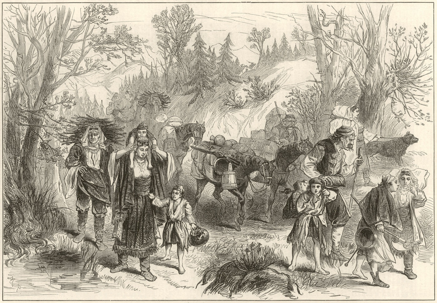 Associate Product Serbian-Turkish War: Herzegovinian refugees between Belosavé & Goslitch 1876