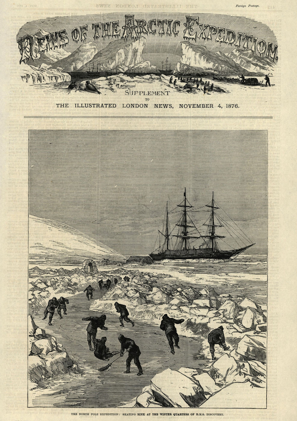 The North Pole expedition: skating rink at HMS Discovery's winter quarters 1876
