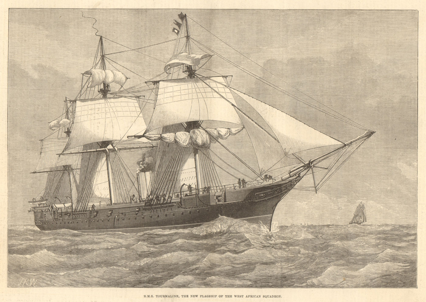 Associate Product H. M. S. Tourmaline, the new flagship of the West African Squadron 1876