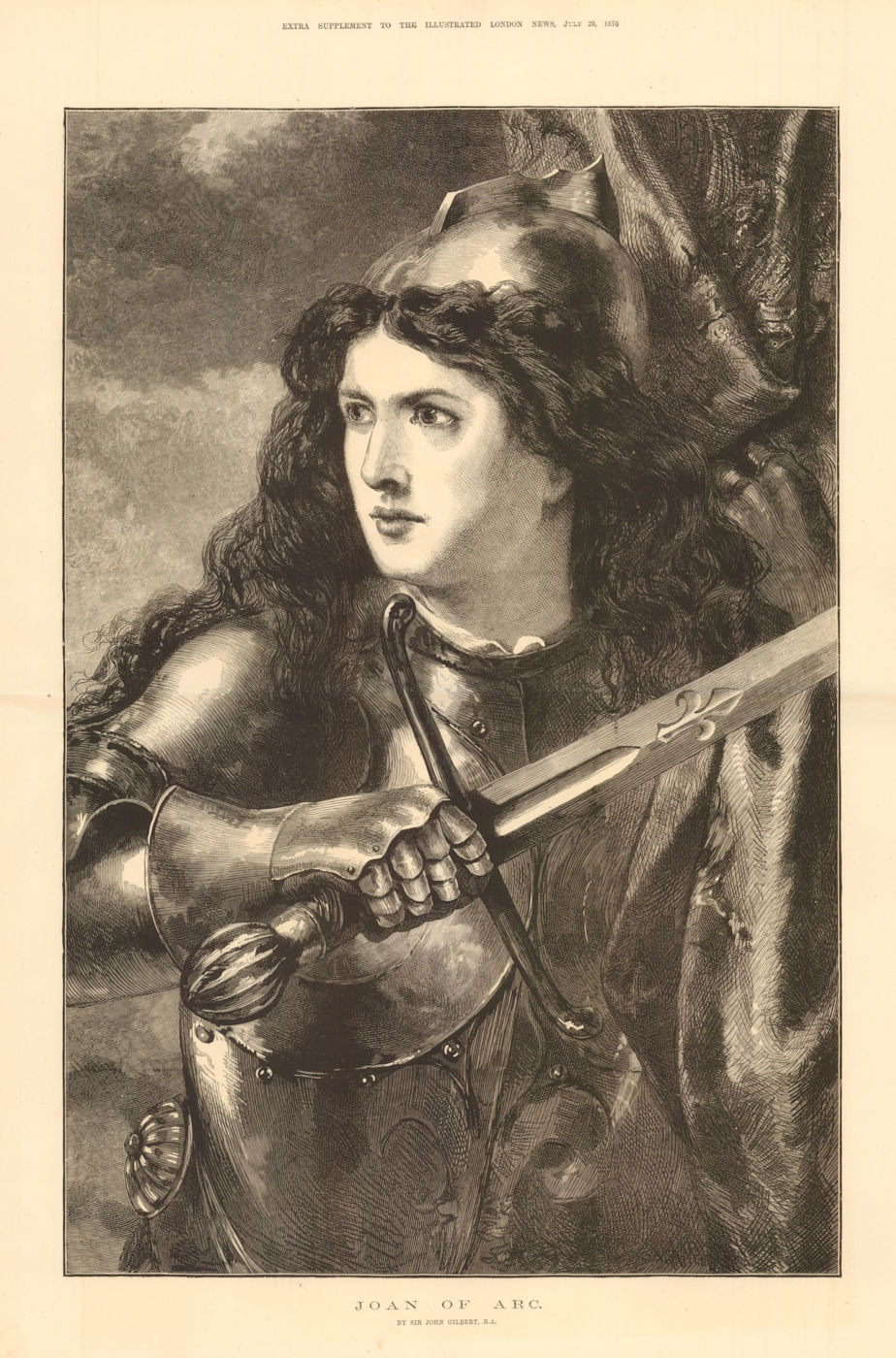 Associate Product Joan of Arc, by Sir John Gilbert. France. Armour. Sword 1876 old antique print