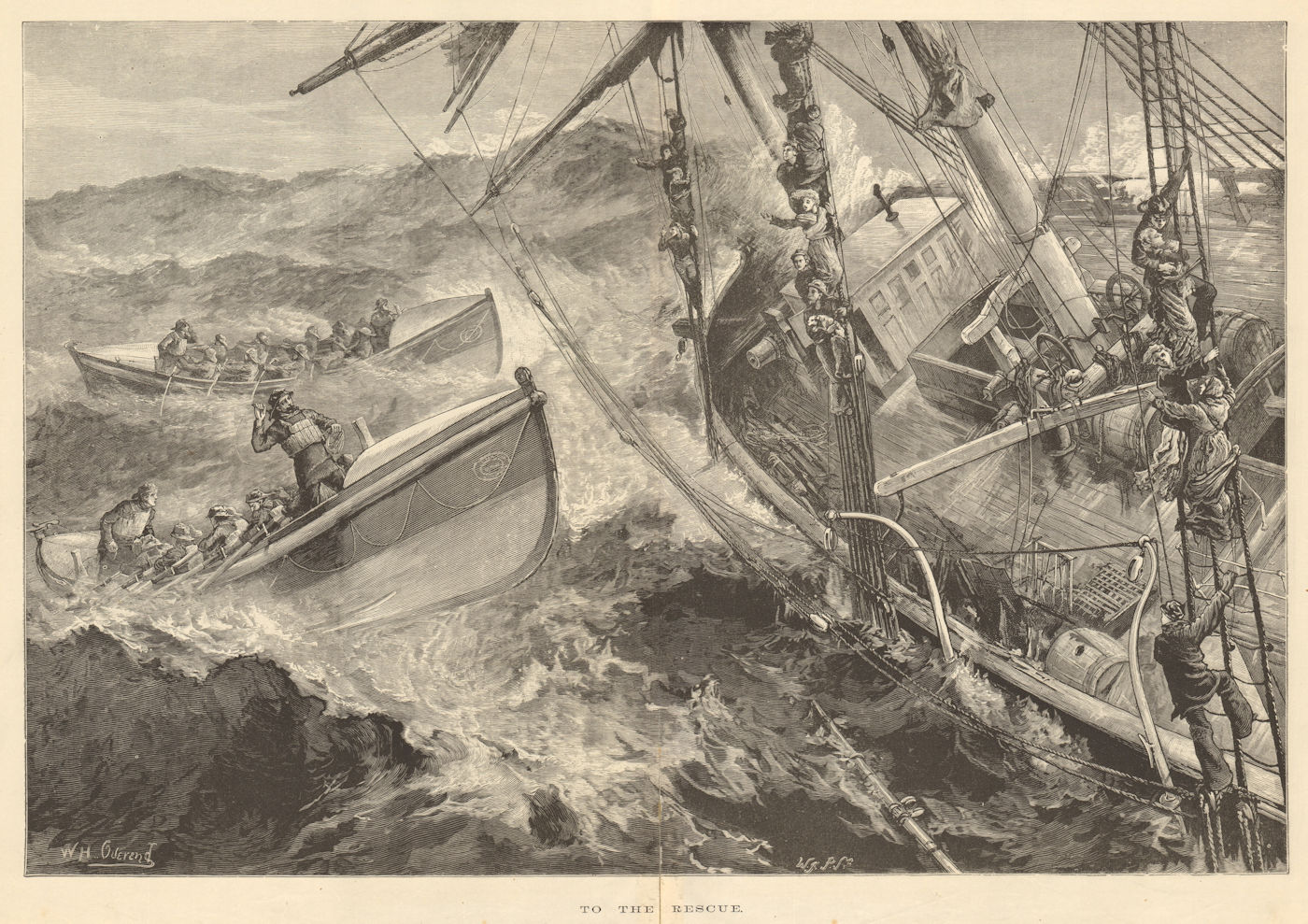 Associate Product To the rescue. Ships. Lifeboats. Disasters 1877 antique ILN full page print