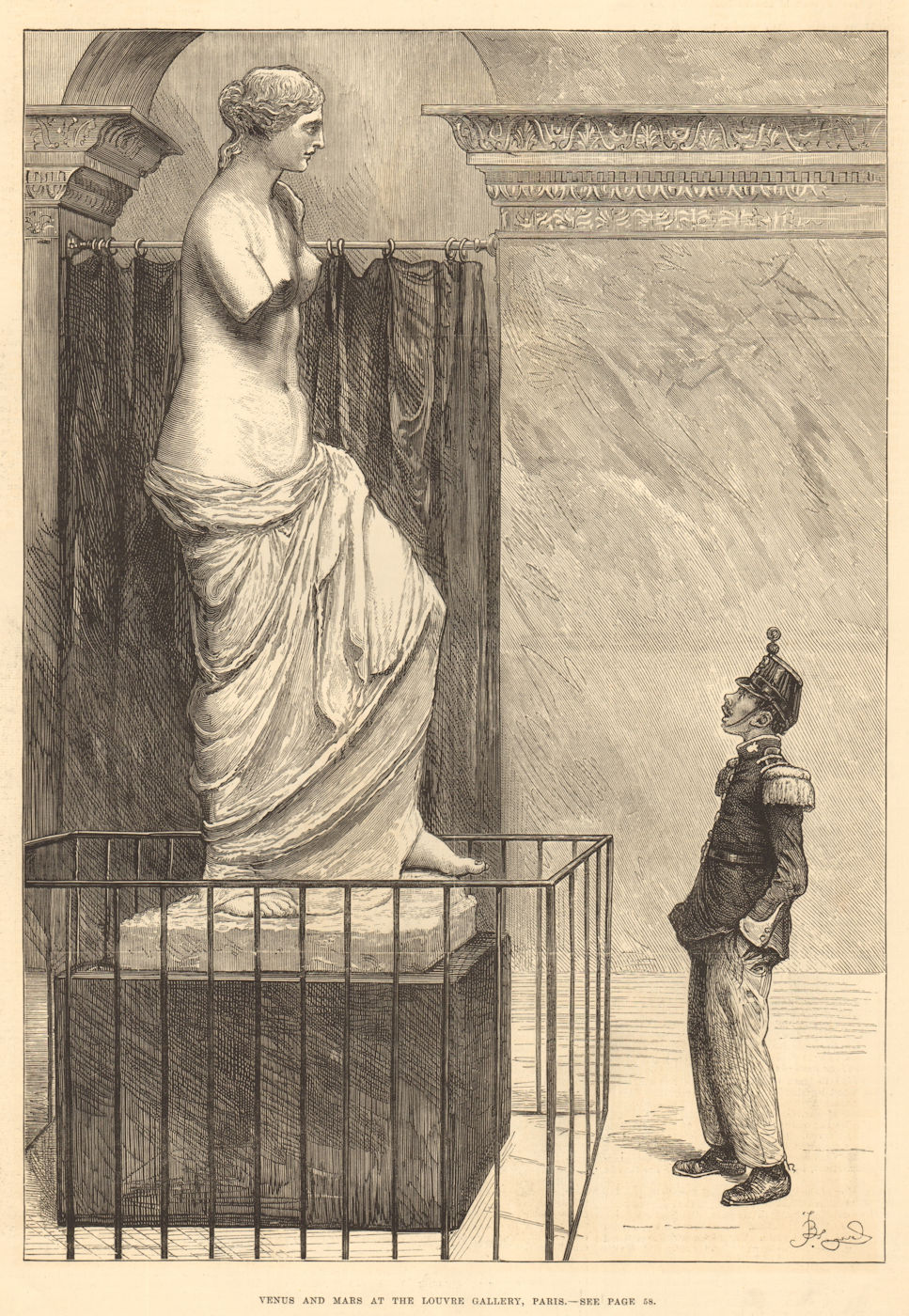 Associate Product Venus de Milo & Mars at the Louvre Gallery, Paris. Aphrodite 1880 ILN print