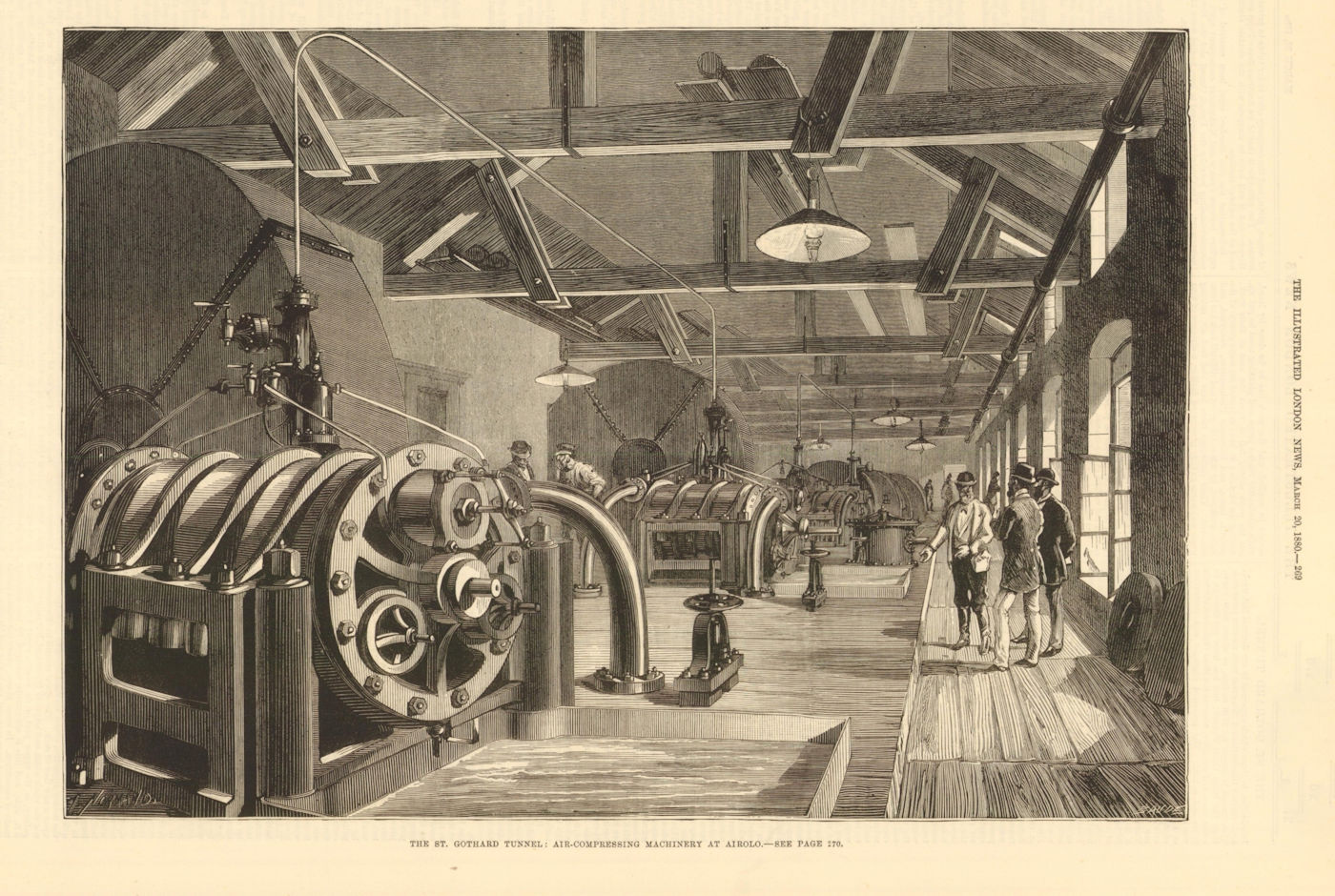 Associate Product The St. Gotthard Tunnel: Air compressing machinery at Airolo. Switzerland 1880